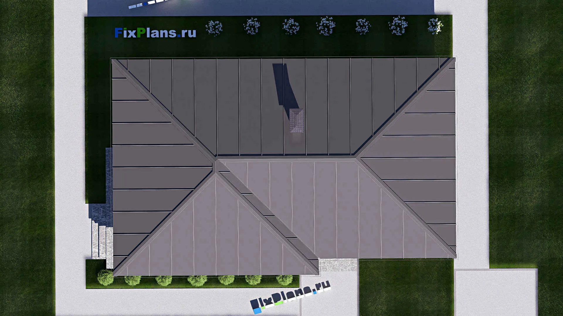 F-18782 - Проект одноэтажного дома 10 на 17, площадью 120 м² с террасой и 3 спальнями