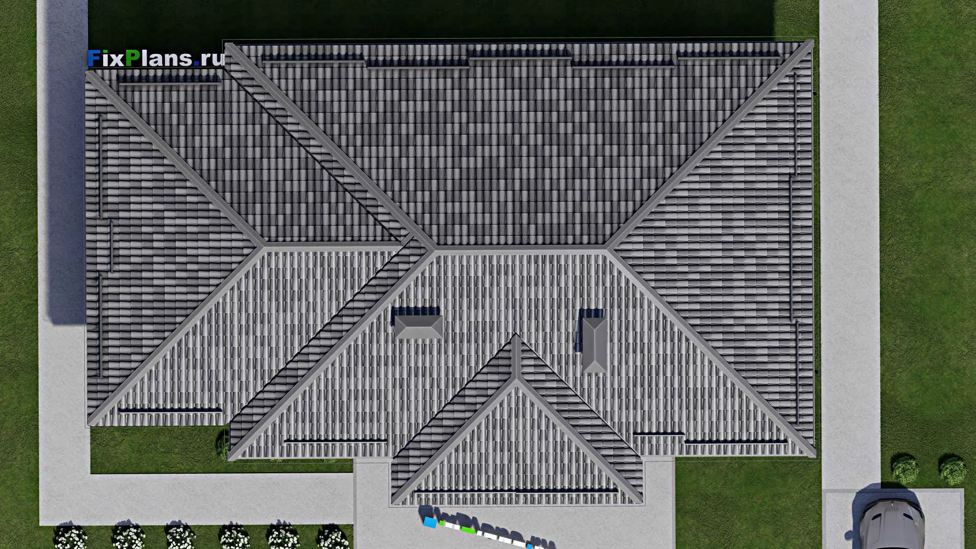 F-7748 - План одноэтажного дома 12 на 19, площадью 160 м² с террасой и 3 спальнями