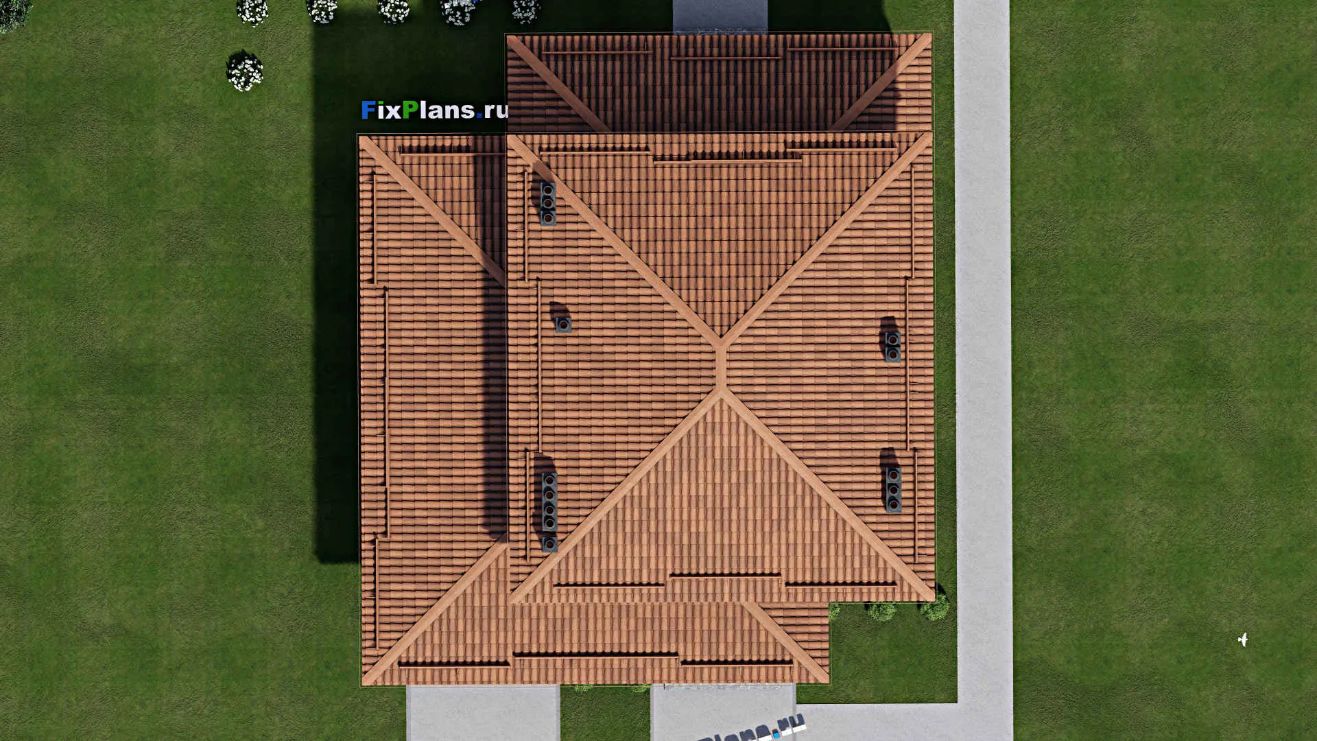 F-8360 - Проект двухэтажного дома 15 на 16, площадью 220 м² с террасой и 3 спальнями