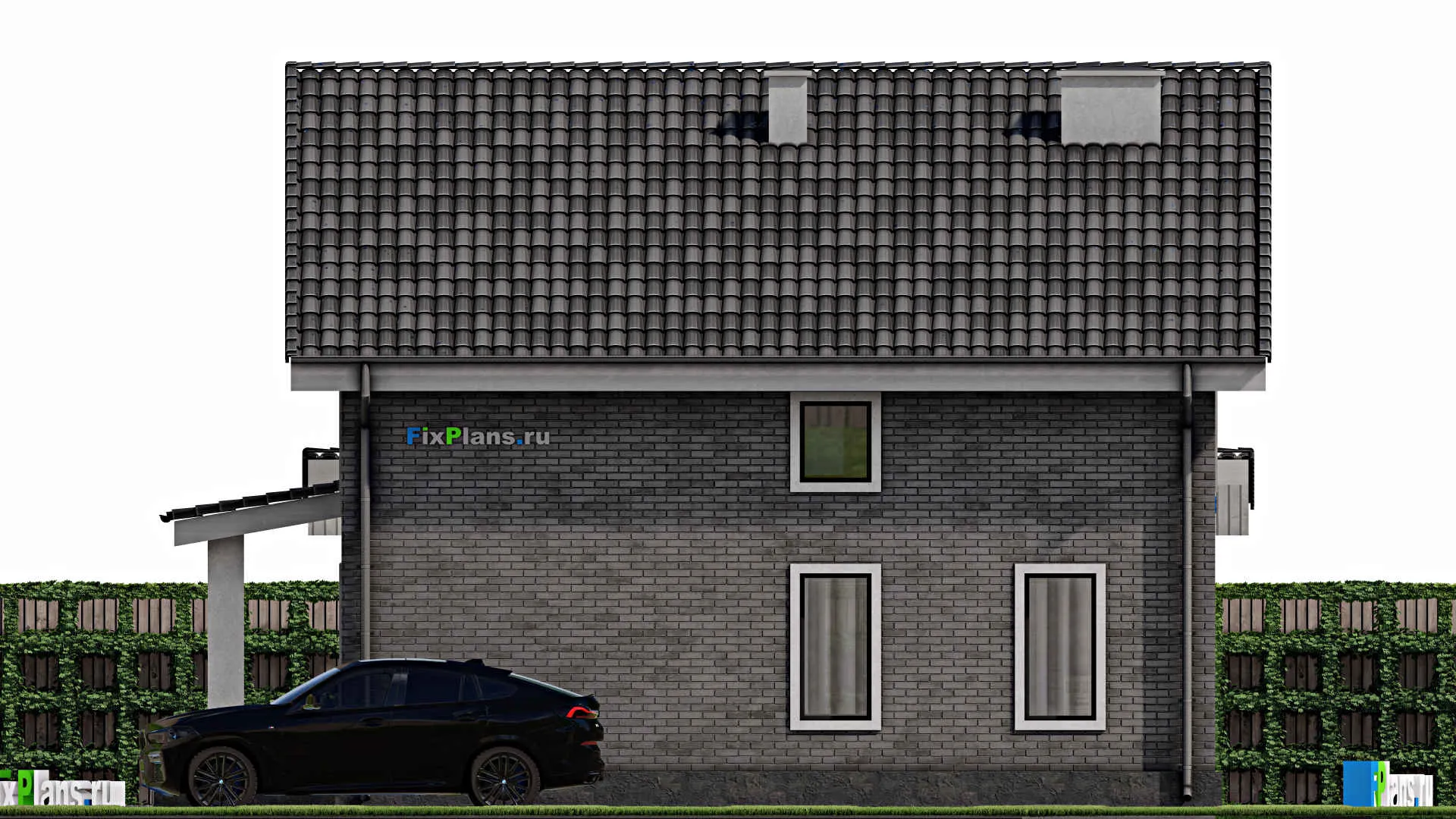 F-1709 - Планы дома с мансардой 10 на 10, площадью 150 м² с террасой и 4 спальнями