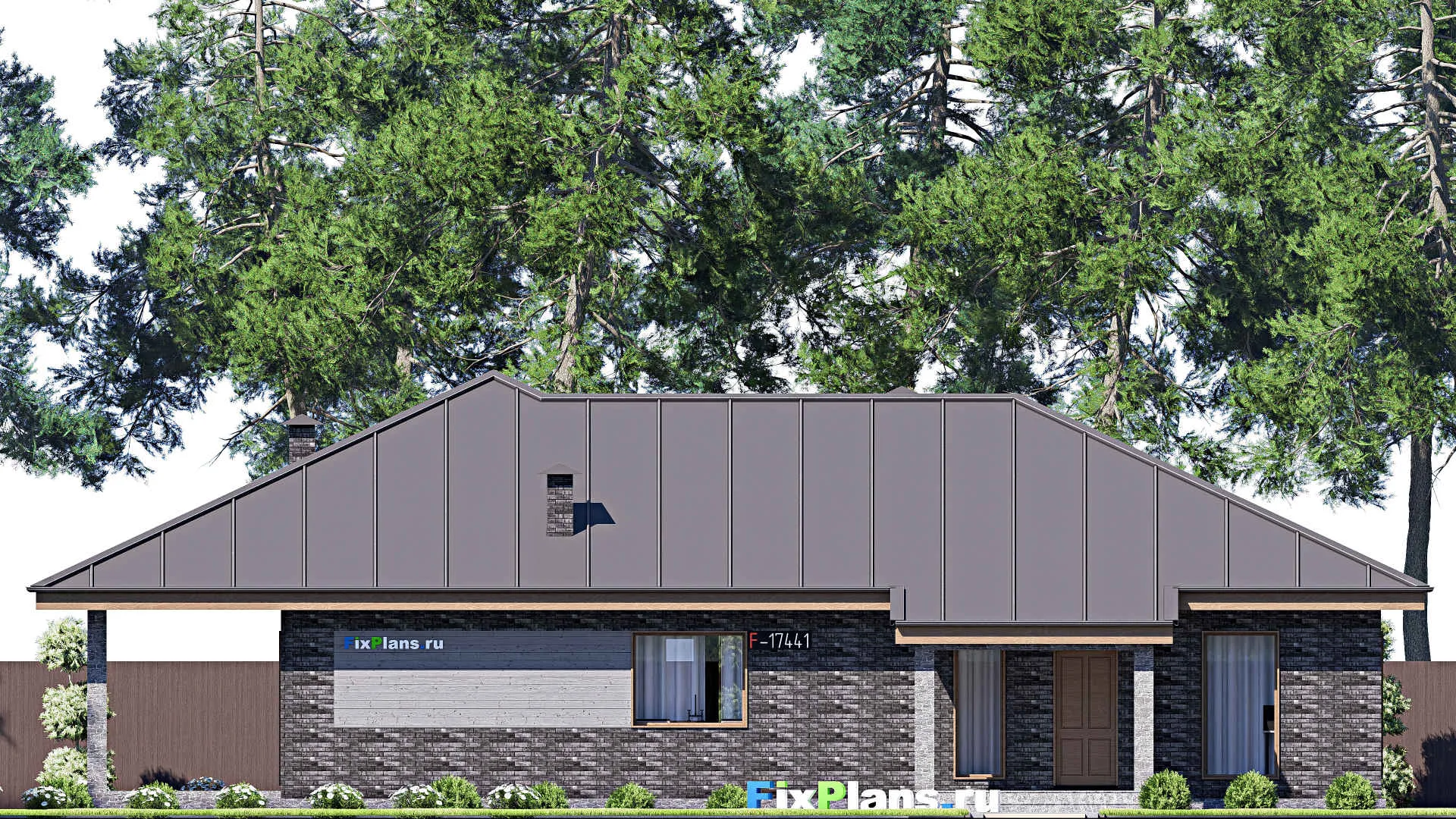 F-17441 - Проект одноэтажного дома 15 на 21, площадью 220 м² с террасой и 3 спальнями