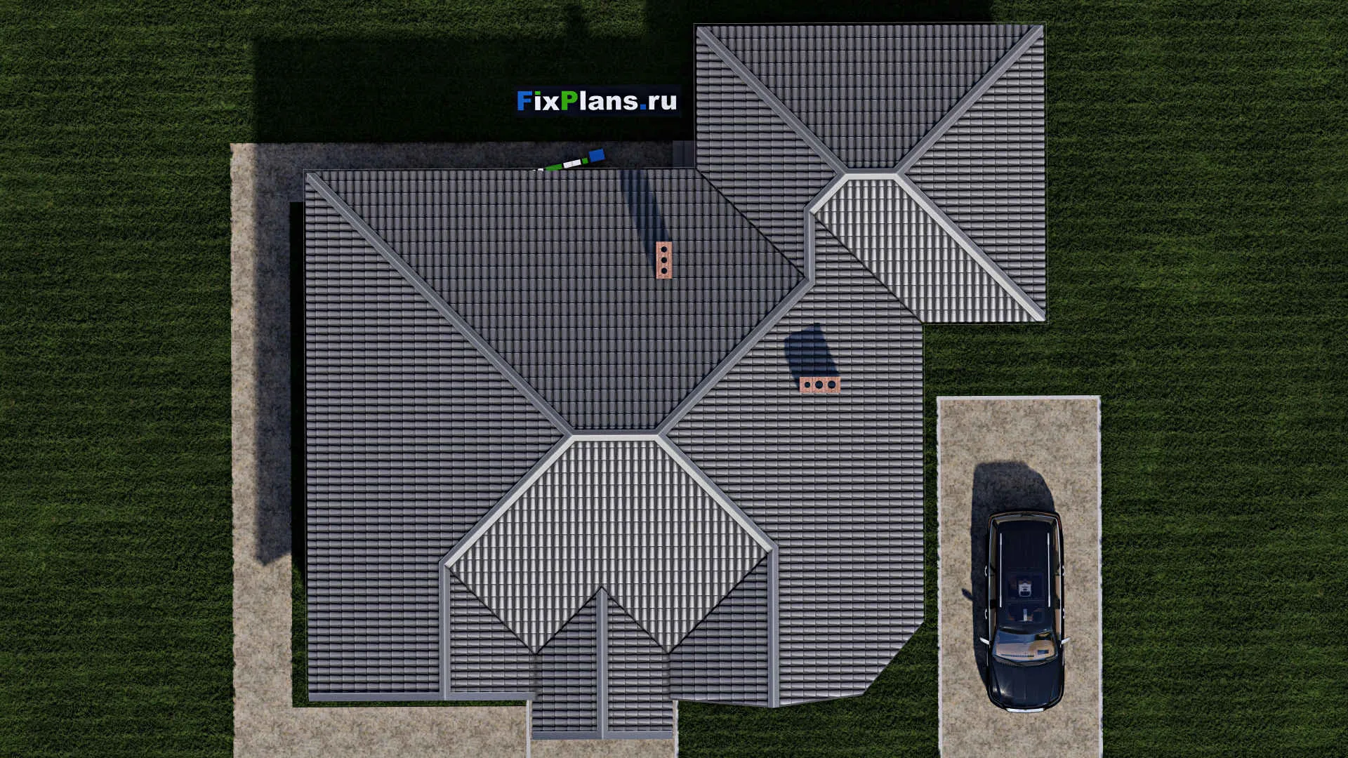 F-1556 - Проект одноэтажного дома 12 на 14, площадью 170 м² с террасой и 3 спальнями