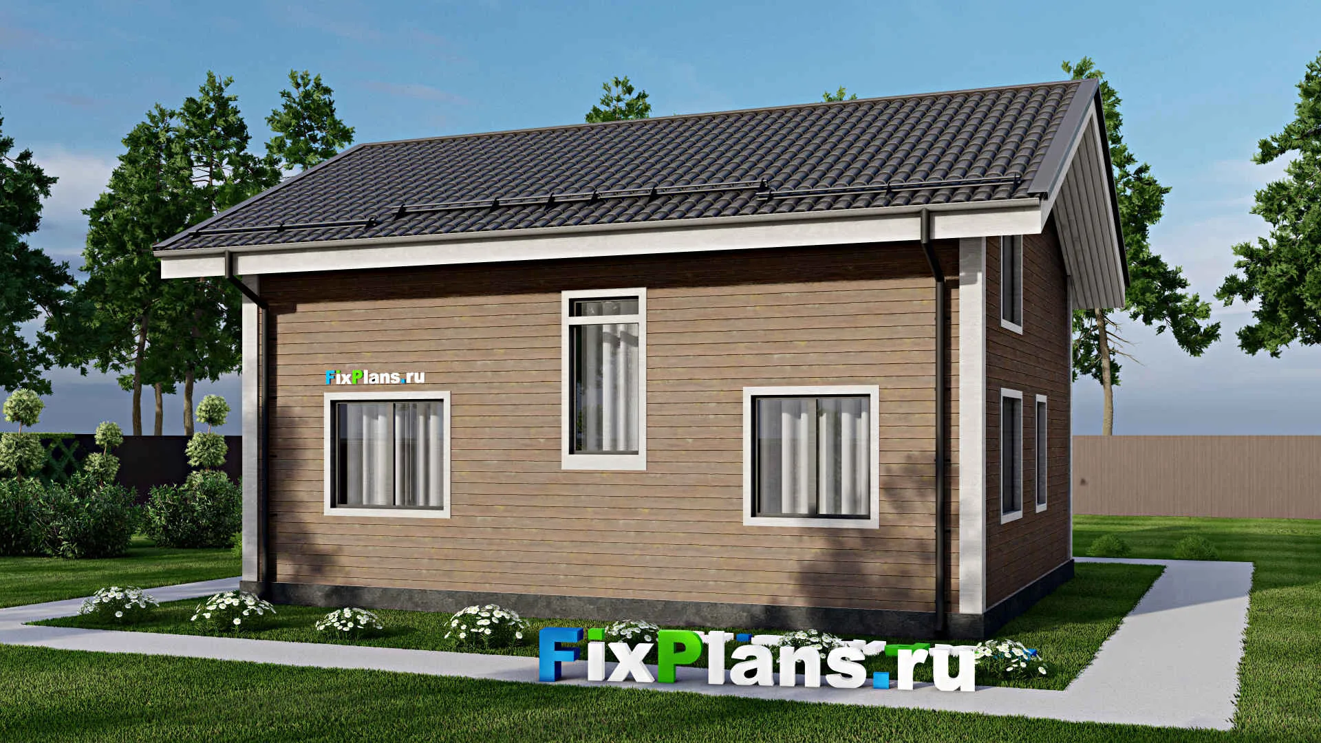 F-4877 - Планы дома с мансардой 8 на 10, площадью 130 м² с террасой и 4 спальнями