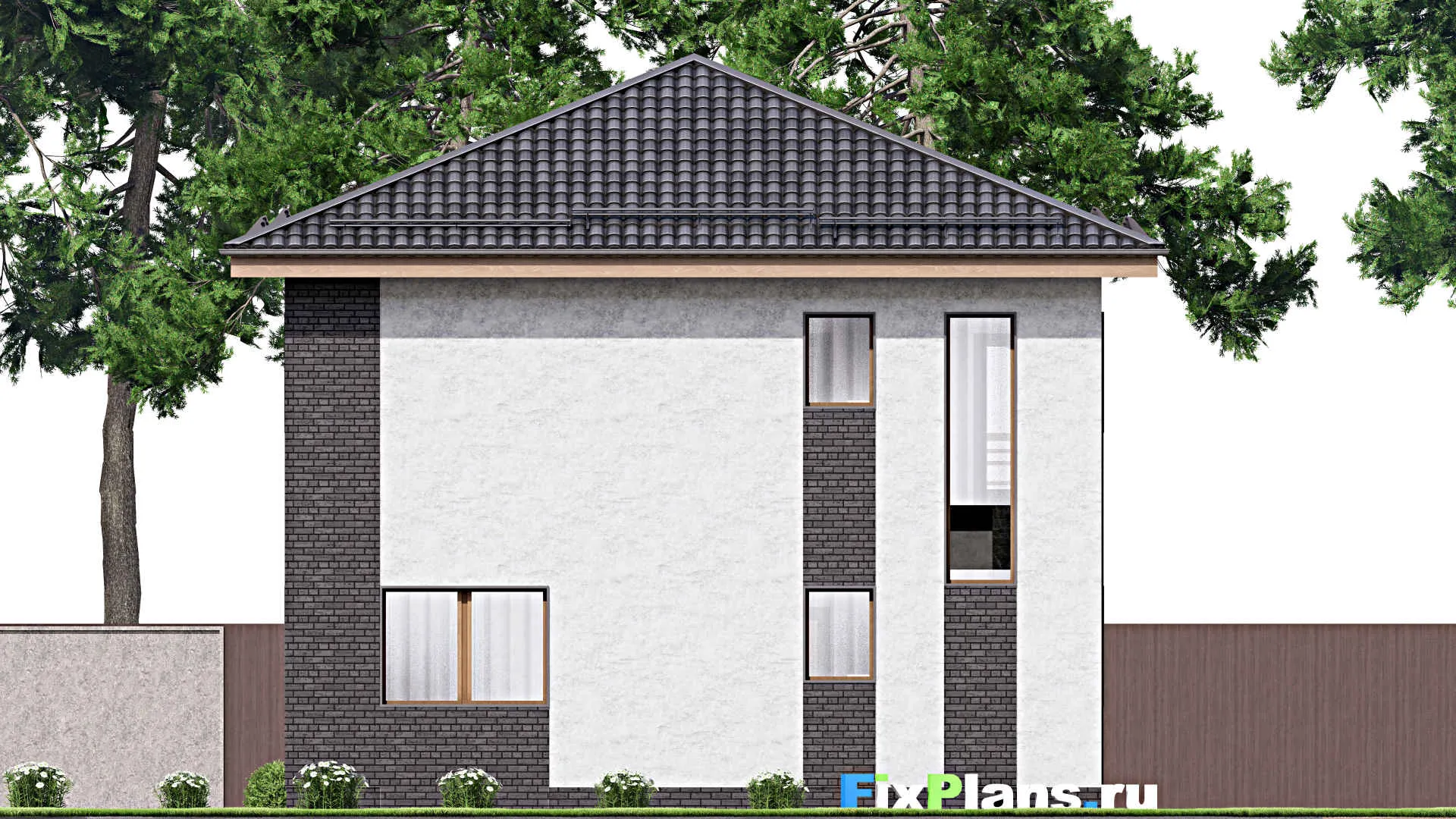 F-13202 - Проект двухэтажного дома 11 на 11, площадью 160 м² с балконом и 3 спальнями