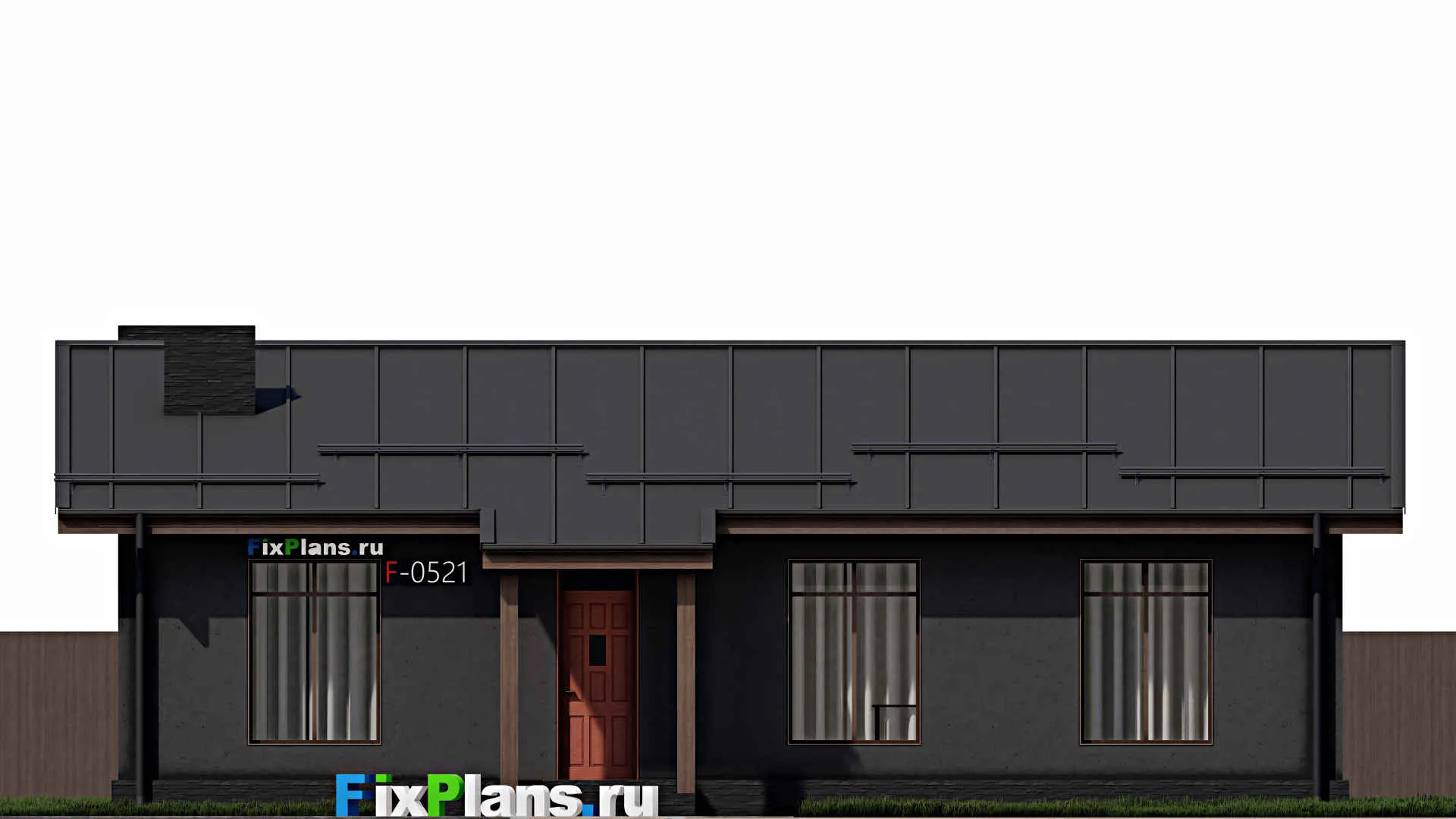 F-0521 - Проект одноэтажного дома 11 на 14, площадью 110 м² с террасой и 3 спальнями