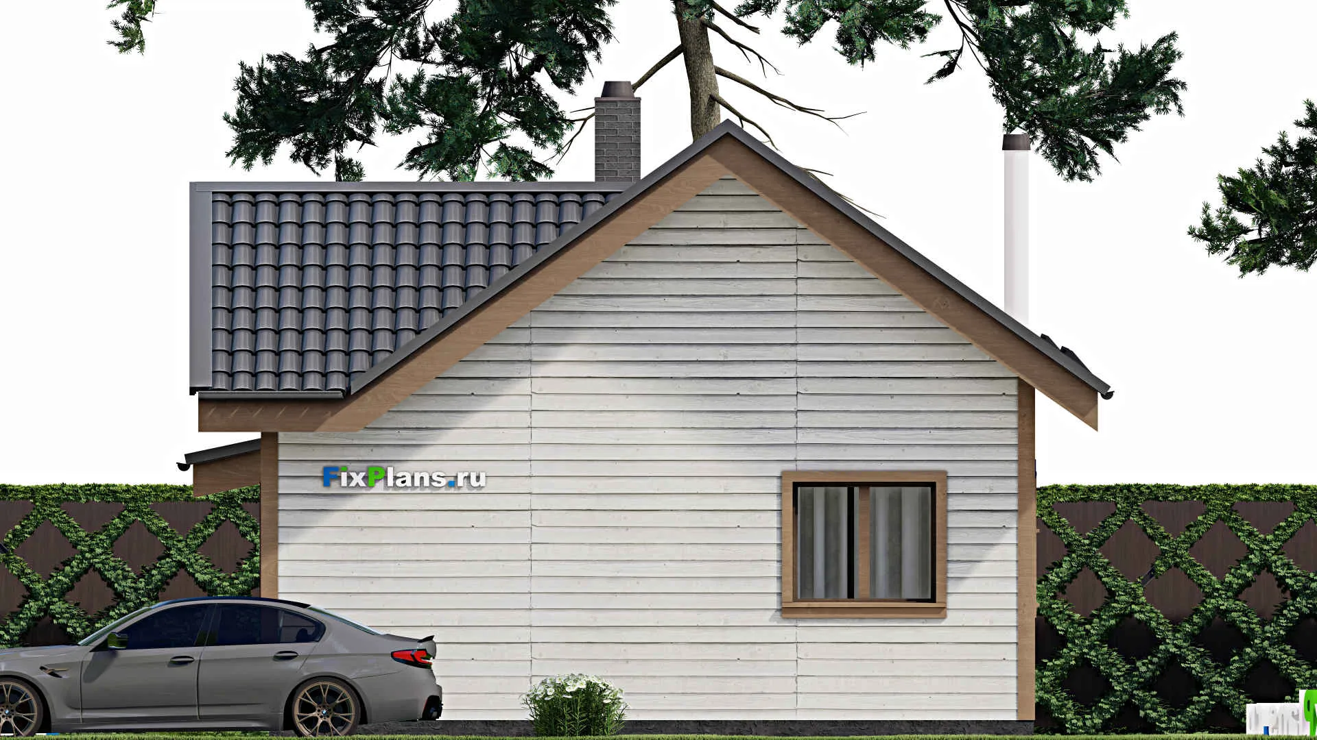 F-12320 - План одноэтажного дома 8 на 11, площадью 60 м² с 2 спальнями