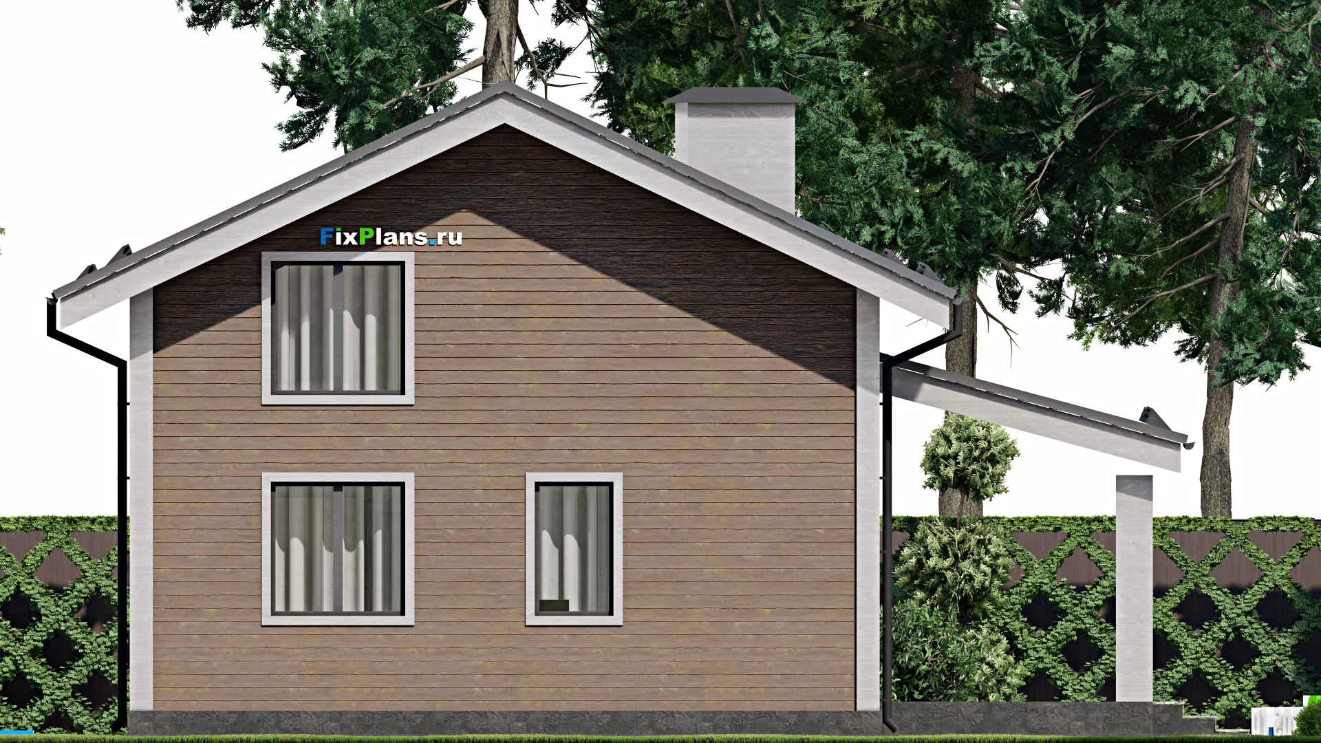 F-4877 - Планы дома с мансардой 8 на 10, площадью 130 м² с террасой и 4 спальнями