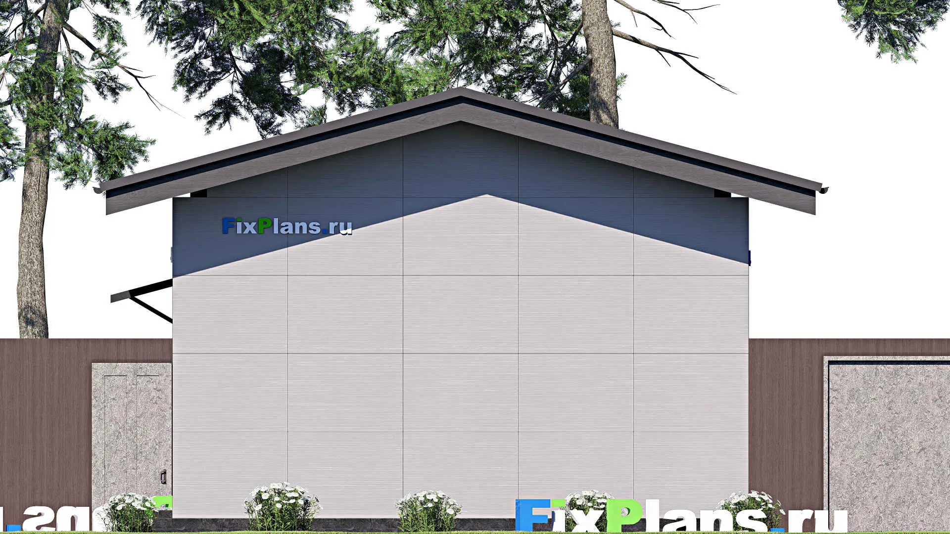 F-18971 - Проект гаража из газобетона 7 на 15, площадью 90 м² на 2 машиноместа