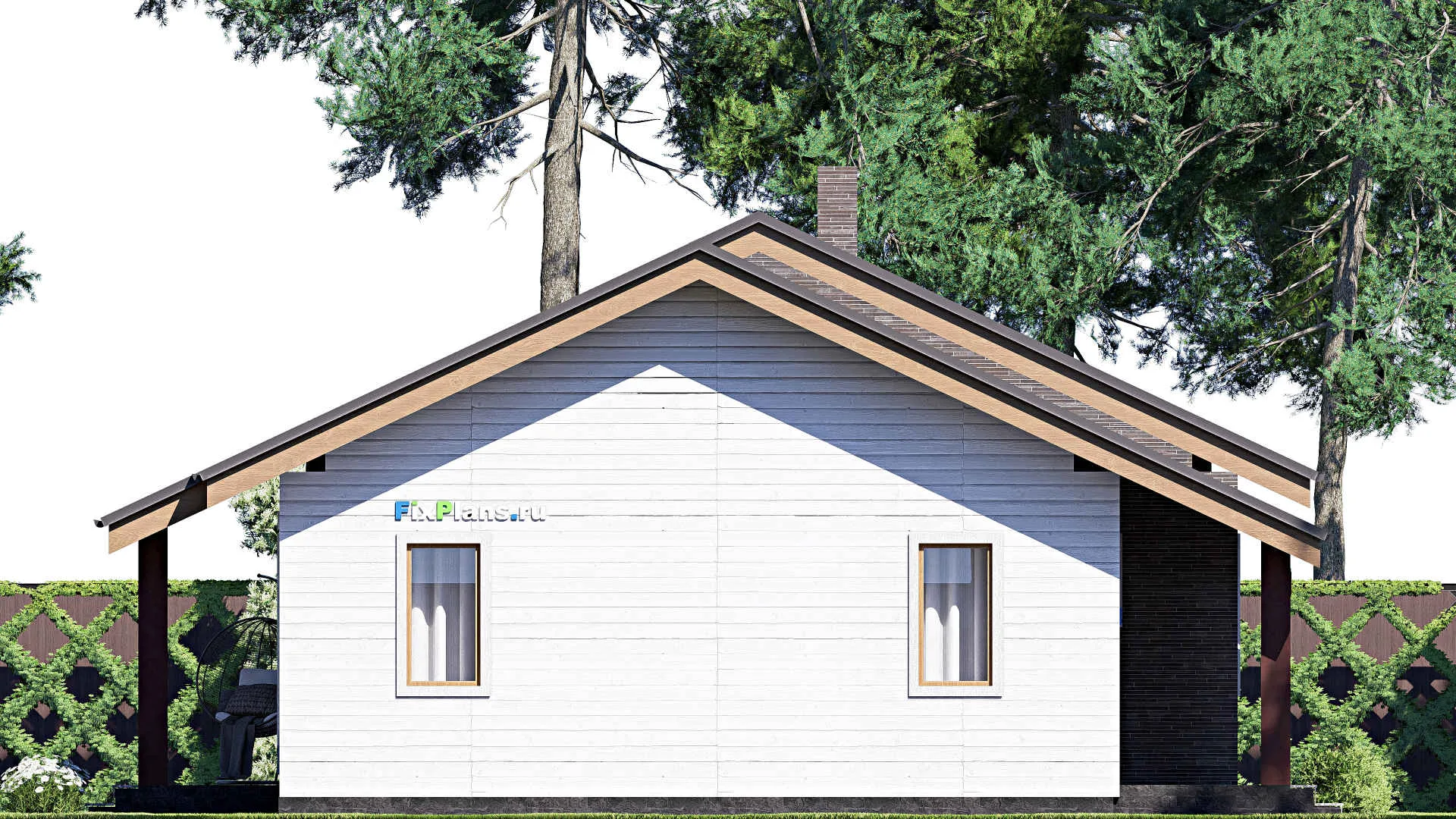 F-18035 - Проект одноэтажного дома 12 на 17, площадью 140 м² с террасой и 3 спальнями