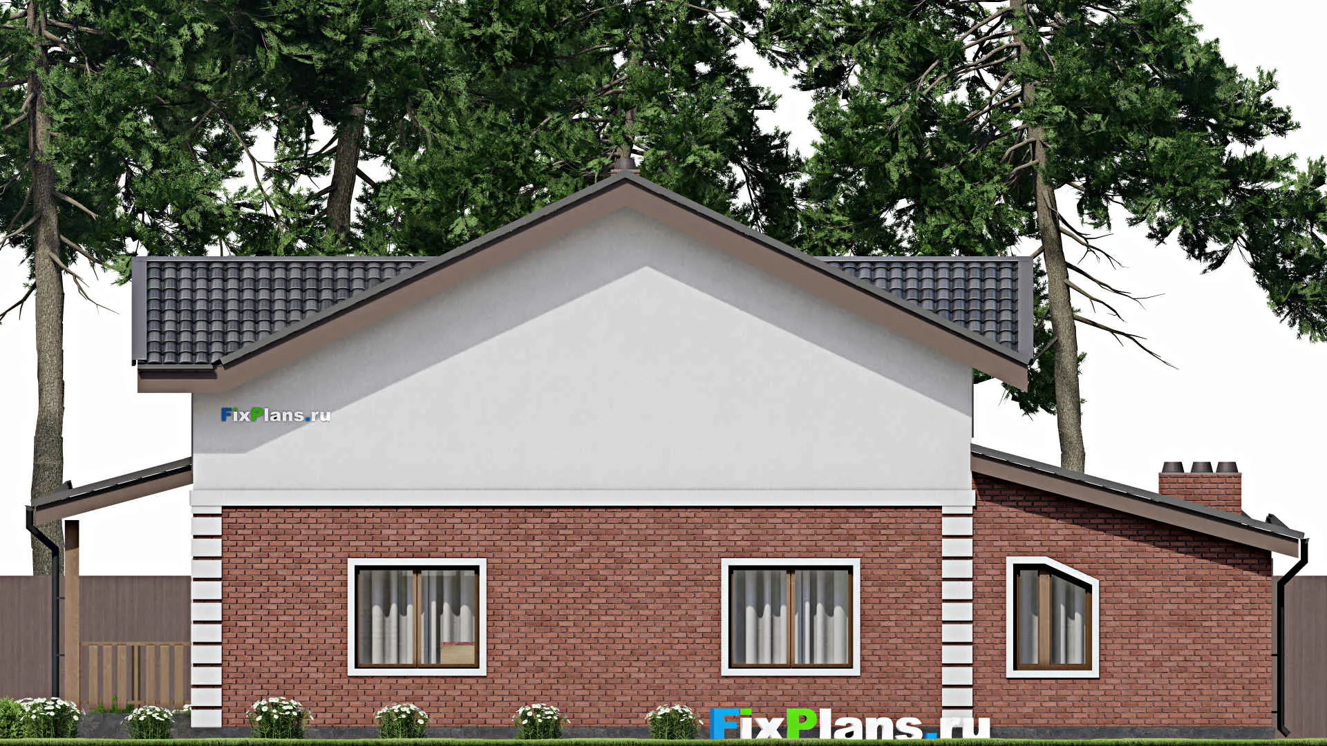 F-8603 - Проект дома с мансардой 10 на 17, площадью 200 м² с террасой, балконом, гаражом на 1 машину, вторым светом и 4 спальнями