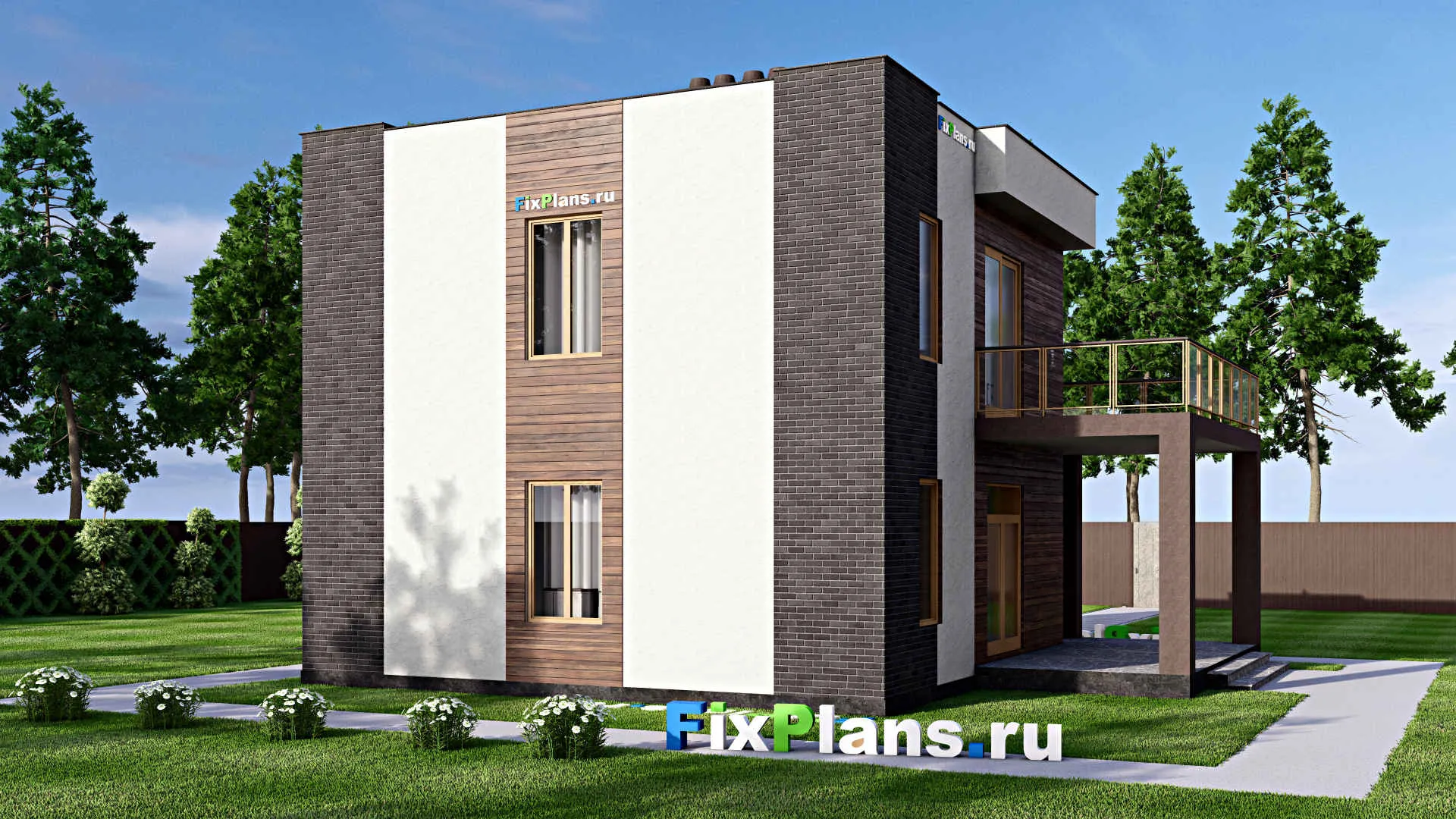 F-16154 - Проект двухэтажного дома 10 на 13, площадью 160 м² с террасой, балконом и 2 спальнями