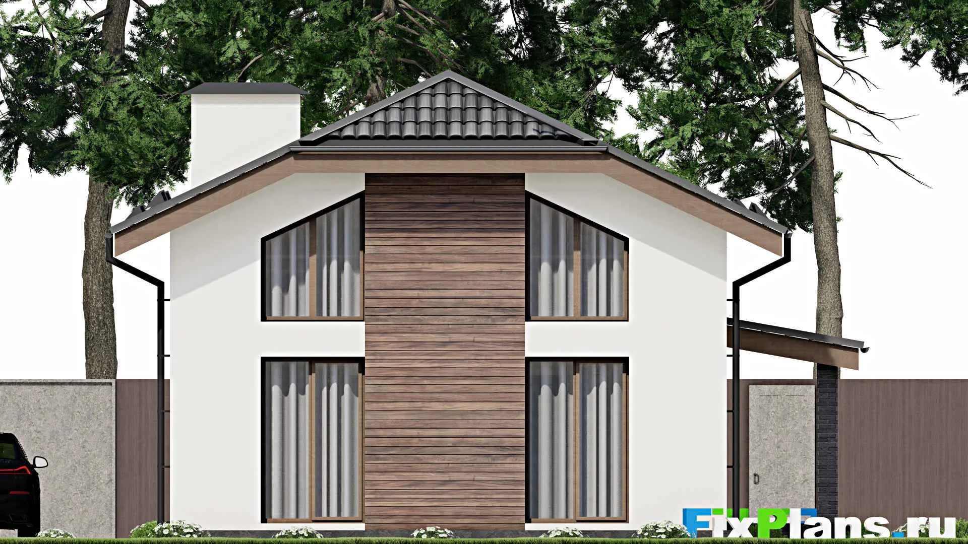 F-5804 - Проект дома с мансардой 9 на 11, площадью 130 м² с 4 спальнями