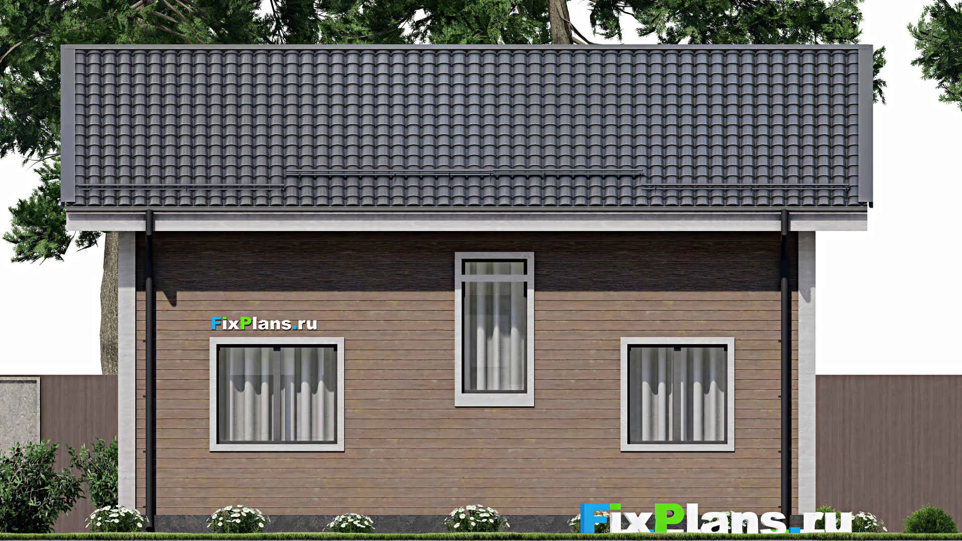 F-4877 - Планы дома с мансардой 8 на 10, площадью 130 м² с террасой и 4 спальнями