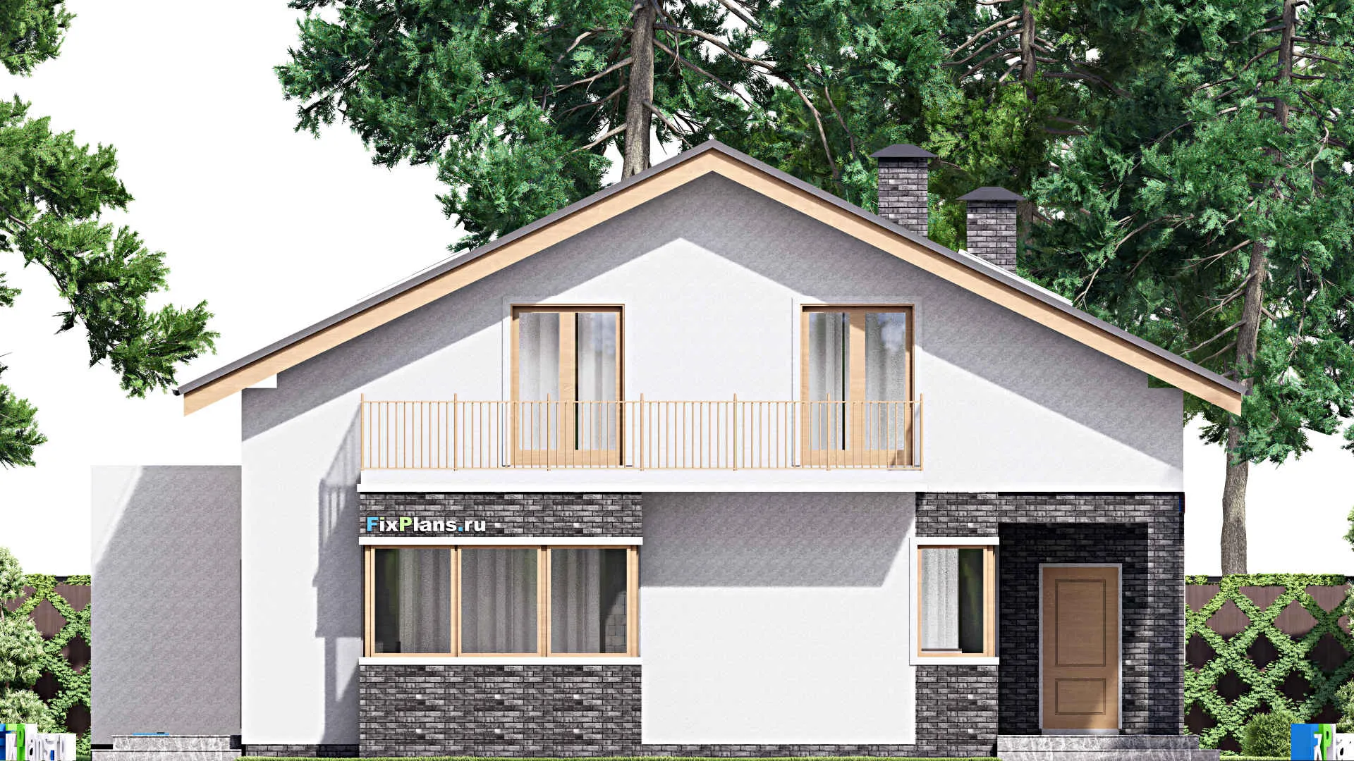 F-15992 - Проект дома с мансардой 15 на 16, площадью 290 м² с террасой и 6 спальнями