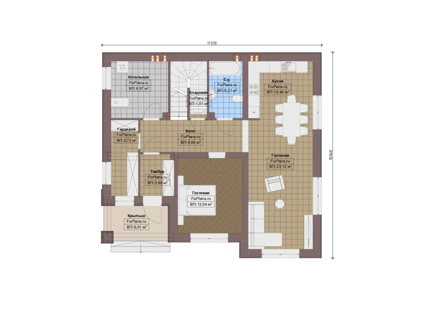 F-20357 - Планы двухэтажного дома 11 на 12, площадью 180 м² с балконом и 3 спальнями