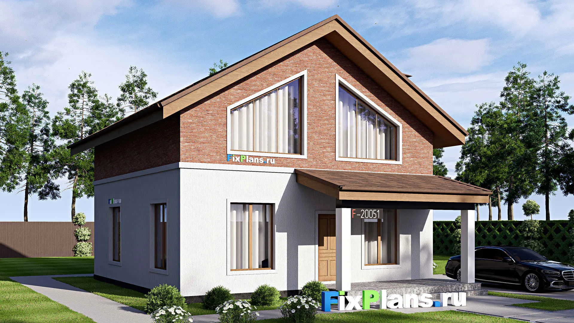 F-20051 - Проект дома с мансардой 10 на 13, площадью 130 м² с 4 спальнями