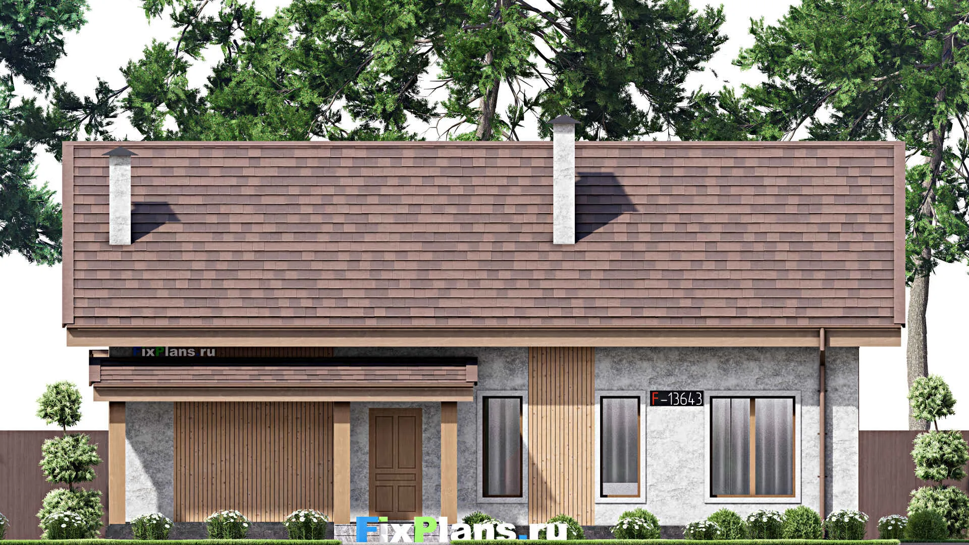 F-13643 - Проект дома с мансардой 14 на 15, площадью 210 м² с террасой и 4 спальнями