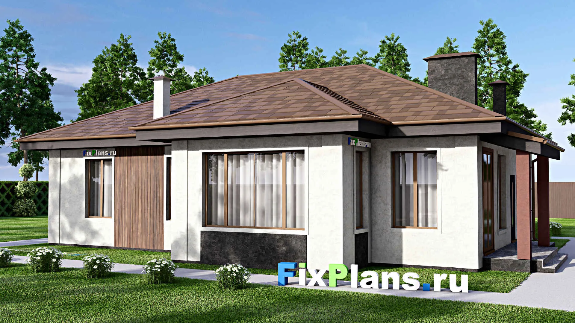 F-14777 - Проект одноэтажного дома 13 на 17, площадью 140 м² с 3 спальнями