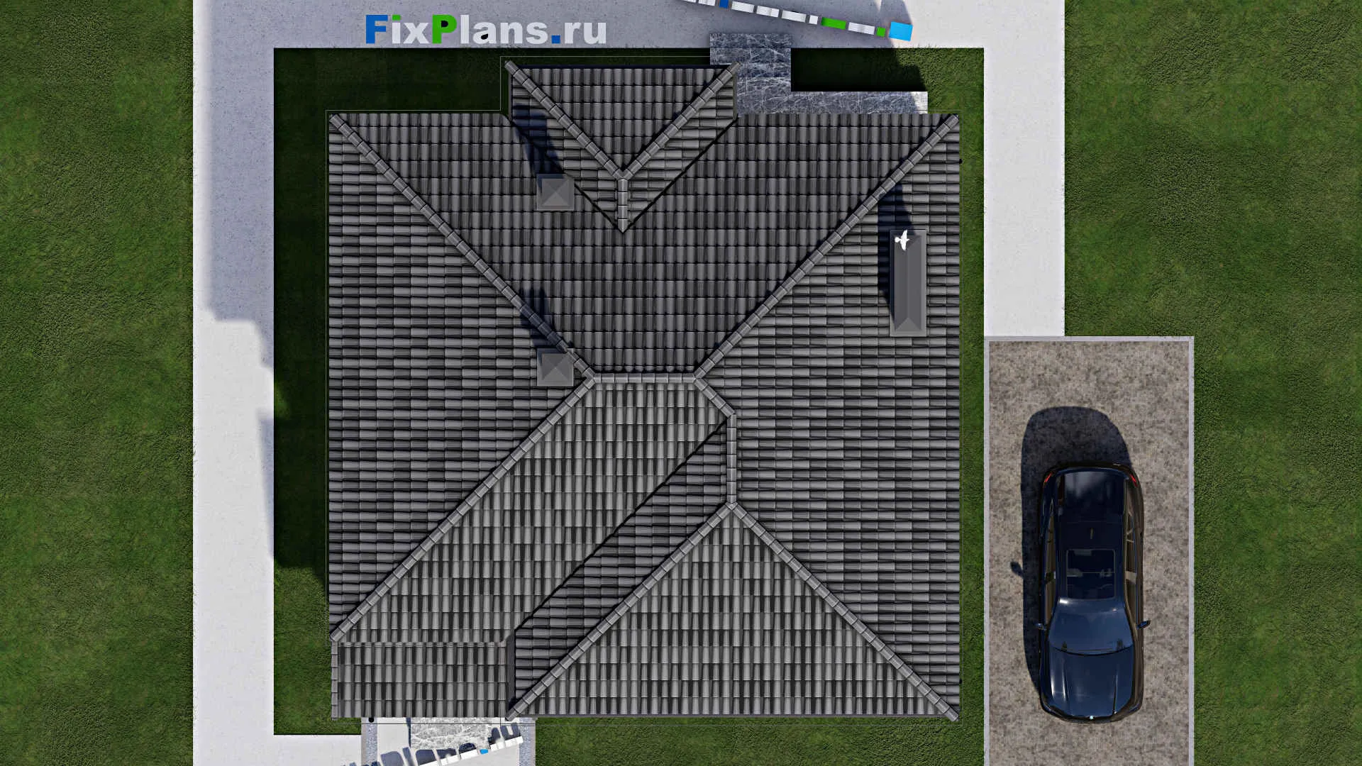 F-1637 - Проект двухэтажного дома 11 на 15, площадью 160 м² с террасой и 4 спальнями