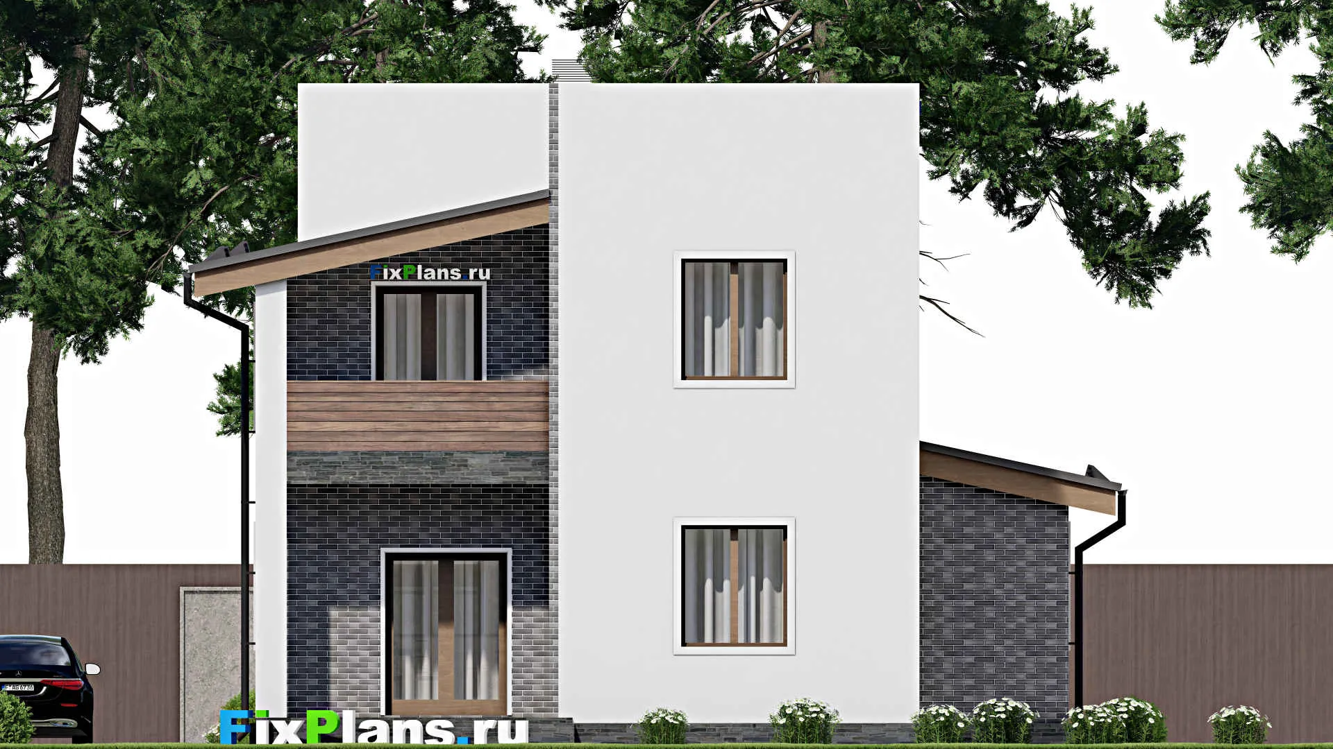 F-9728 - Проект дома с мансардой 11 на 12, площадью 130 м² с террасой, балконом и 3 спальнями