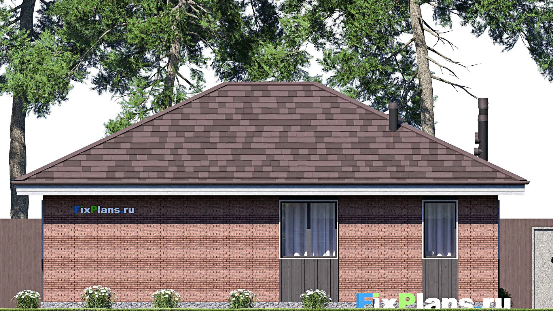F-19340 - Проект одноэтажного дома 12 на 13, площадью 100 м² с 3 спальнями