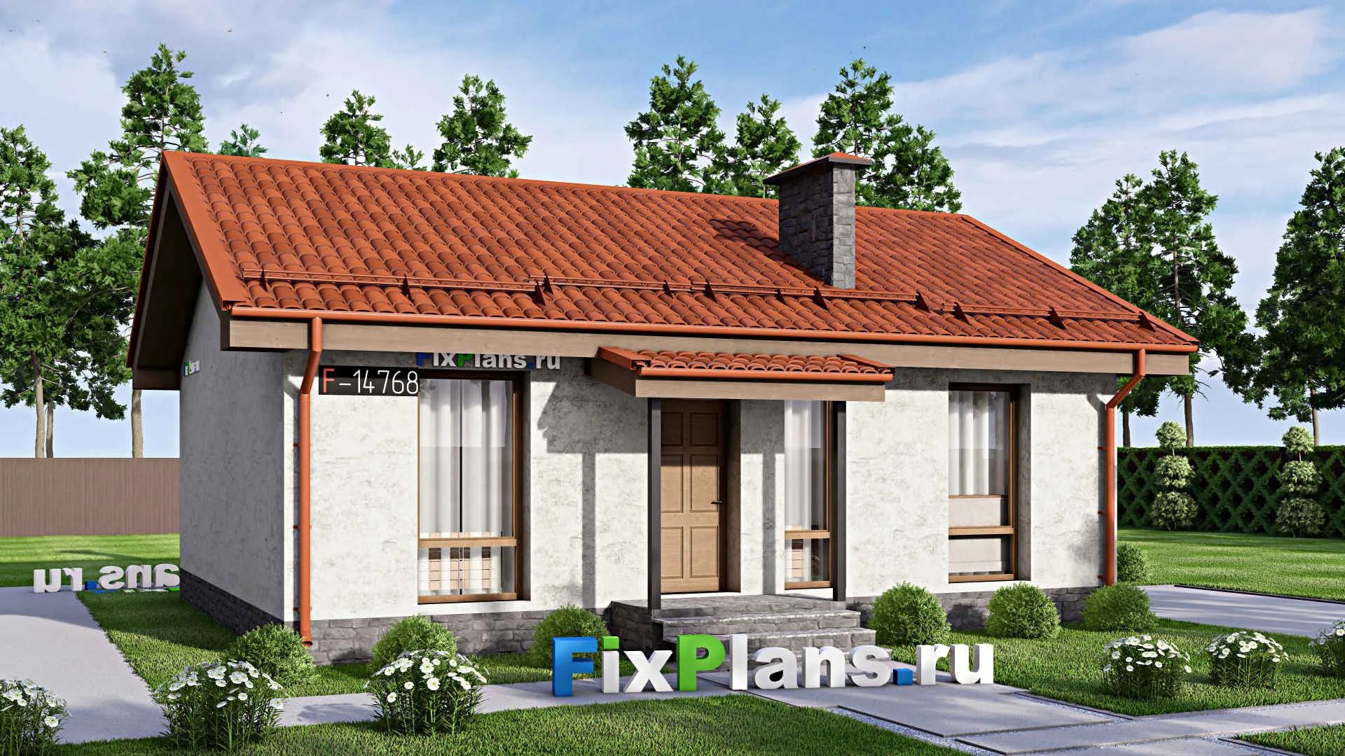 F-14768 - Проект одноэтажного дома 10 на 11, площадью 70 м² с 2 спальнями