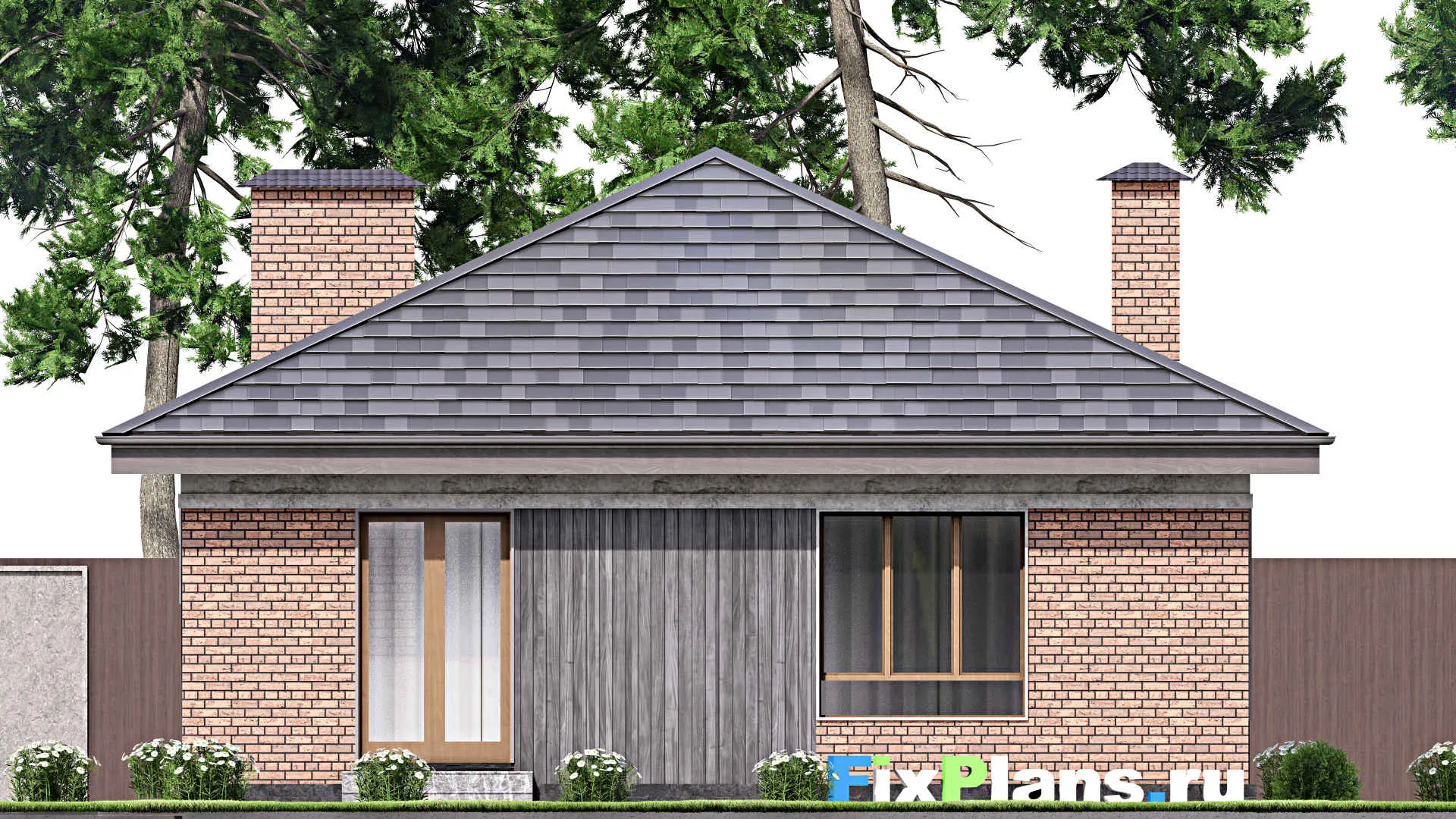 F-13688 - Проект одноэтажного дома 11 на 14, площадью 100 м² с 2 спальнями