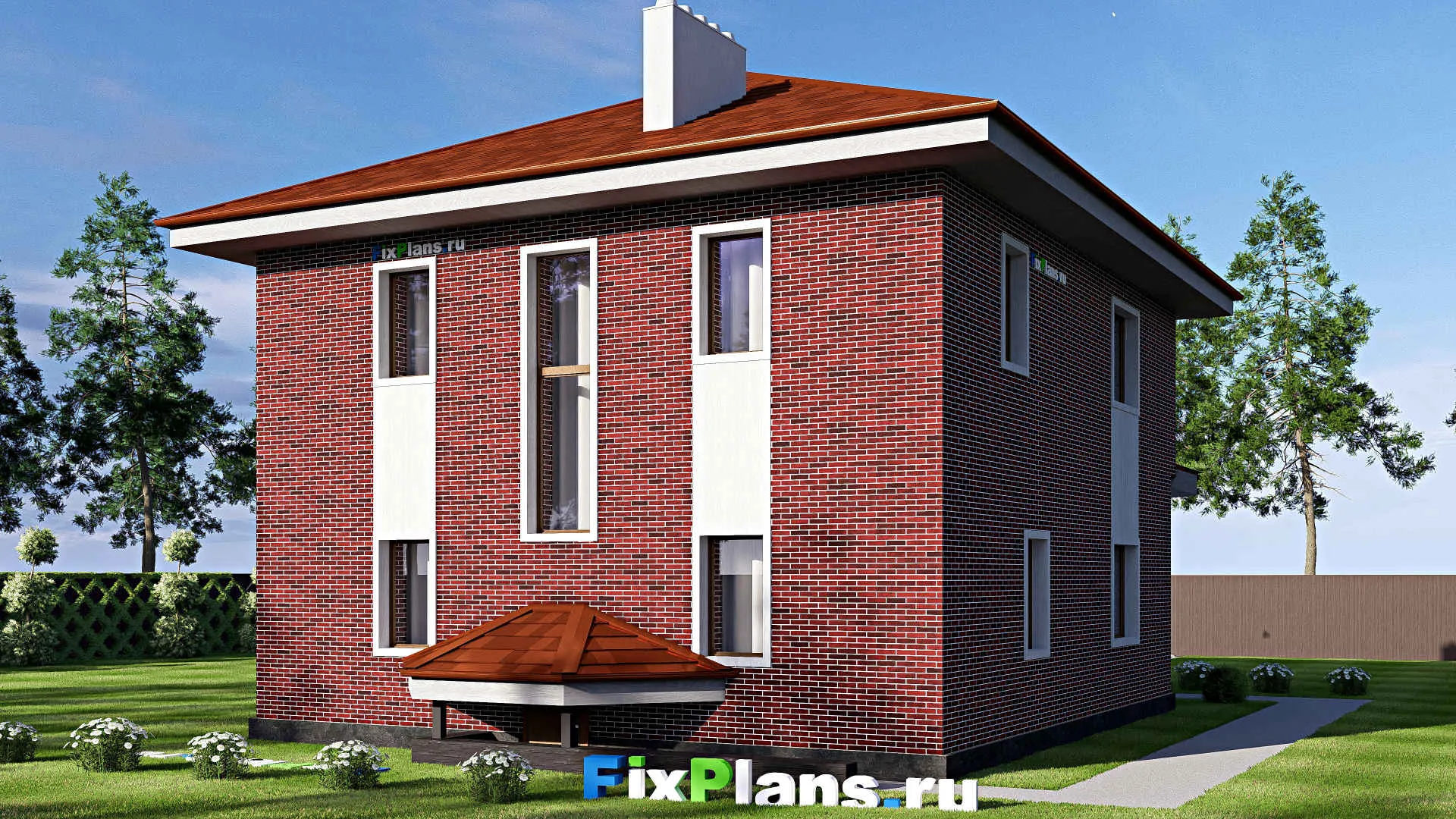 F-17468 - Проект двухэтажного дома 11 на 14, площадью 260 м² с цокольным этажом и 4 спальнями