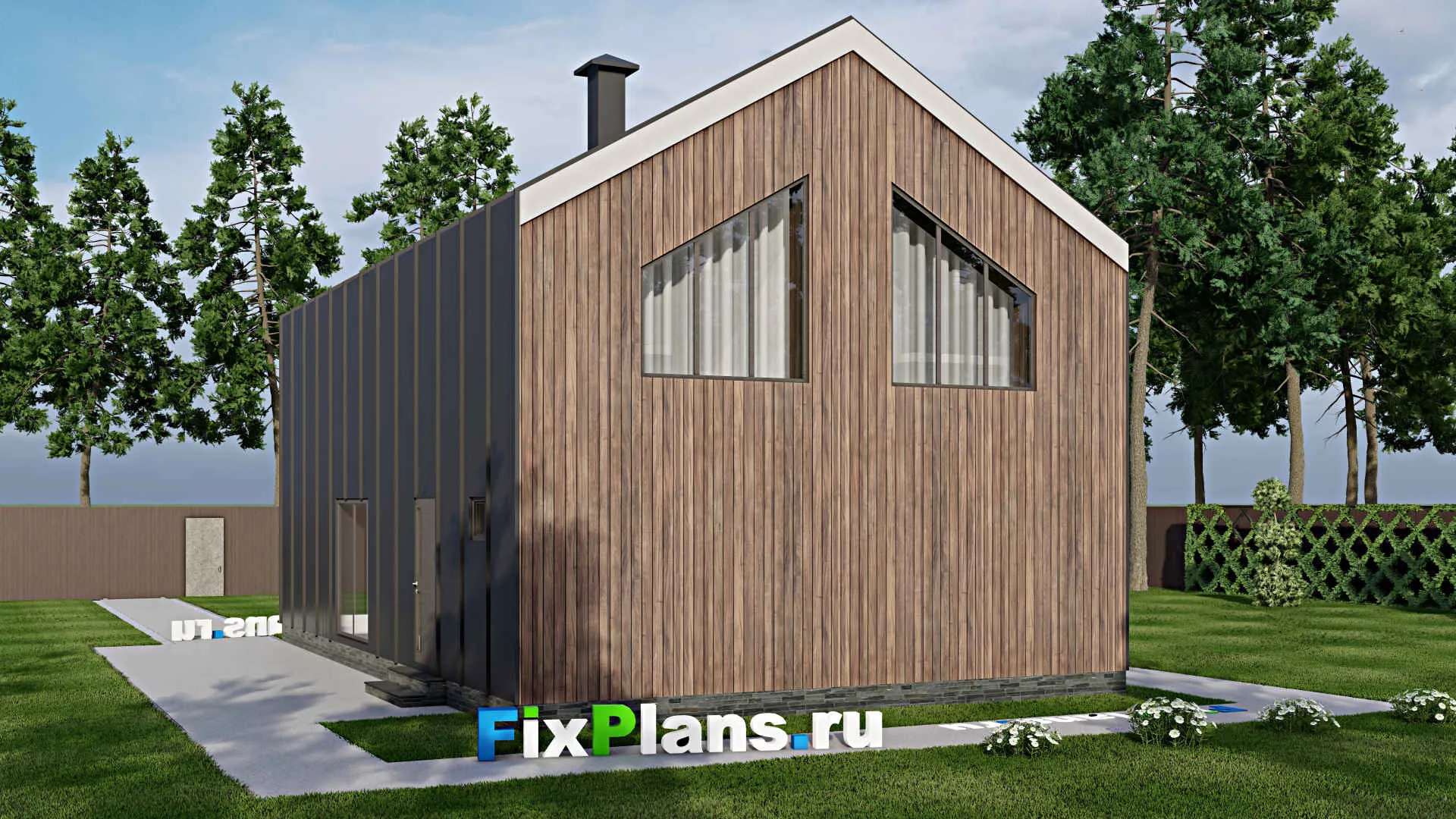 F-5183 - Проект дома с мансардой 9 на 14, площадью 120 м² с террасой и 2 спальнями