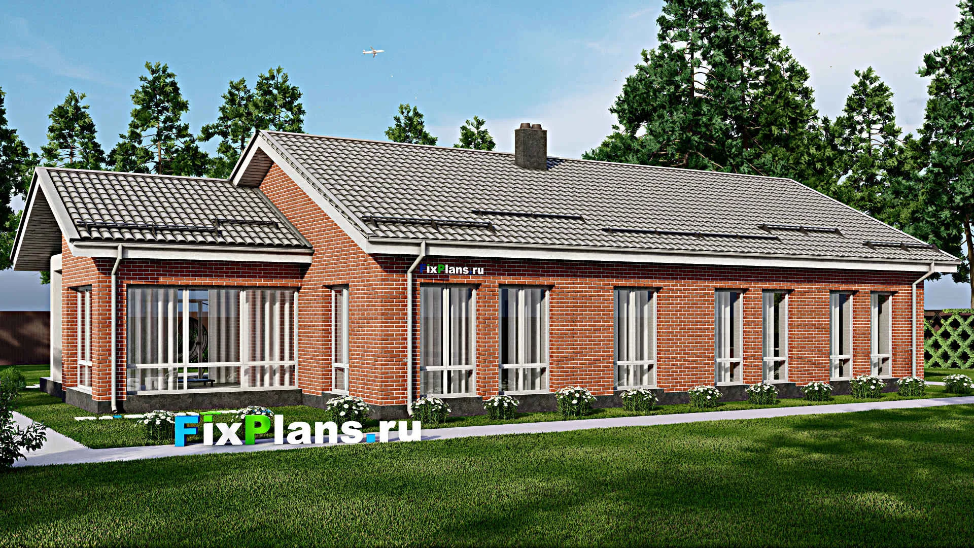 F-2753 - Проект одноэтажного дома 12 на 22, площадью 200 м² с террасой и 2 спальнями