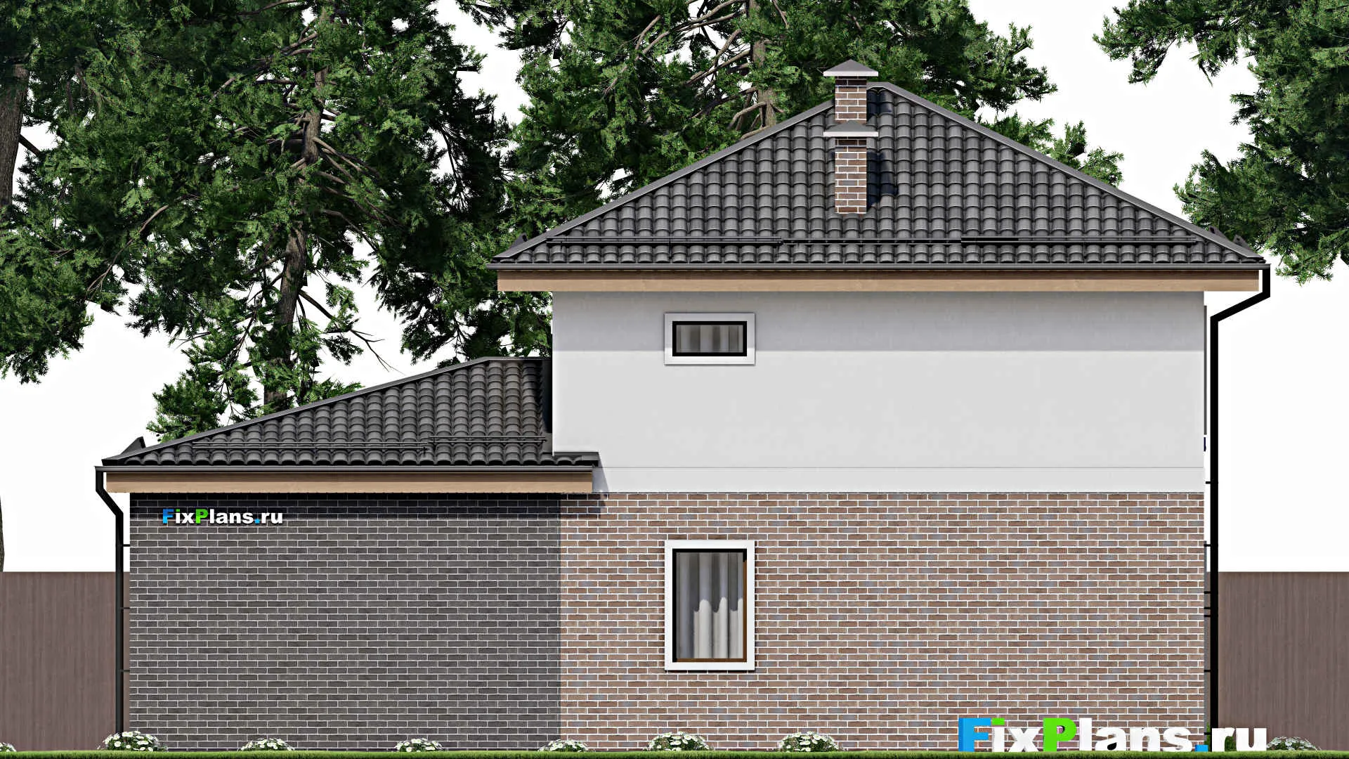 F-8486 - Проект двухэтажного дома 10 на 14, площадью 140 м² с гаражом на 2 машины и 3 спальнями