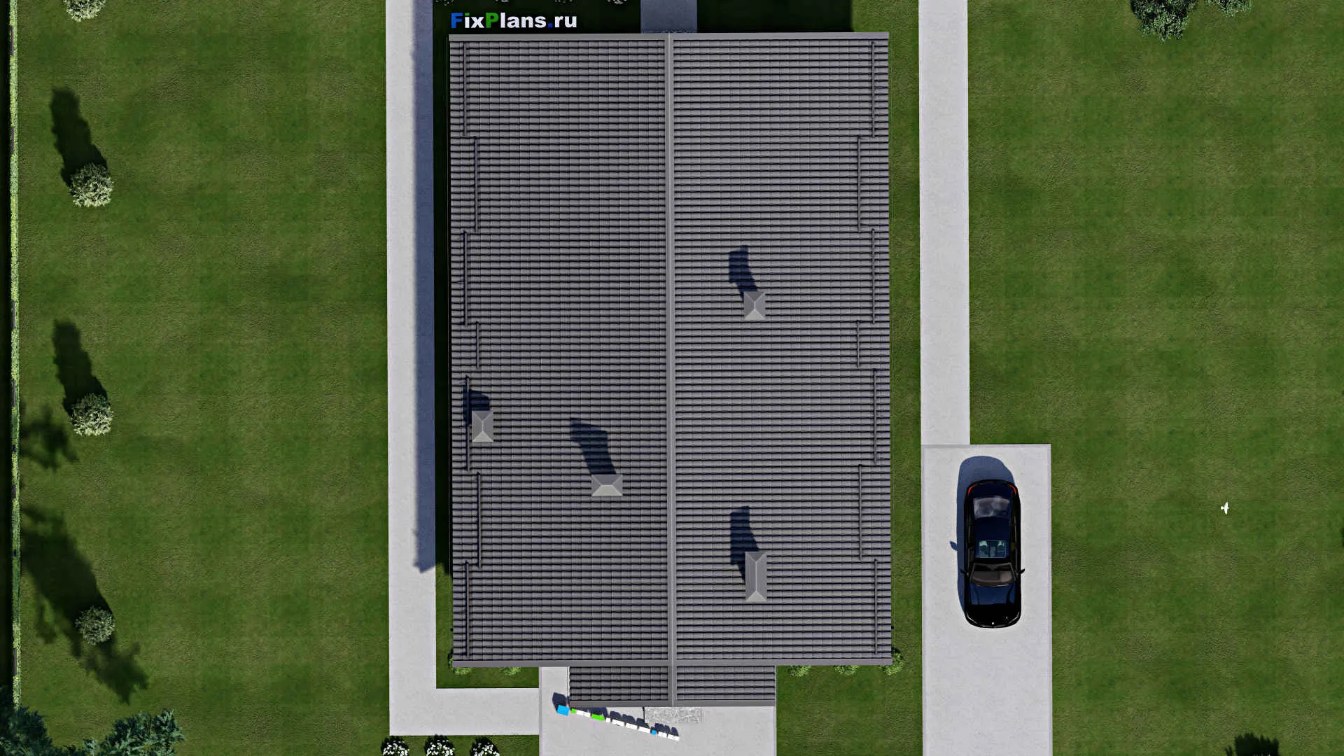 F-4787 - Проект одноэтажного дома 13 на 17, площадью 200 м² с террасой и 4 спальнями