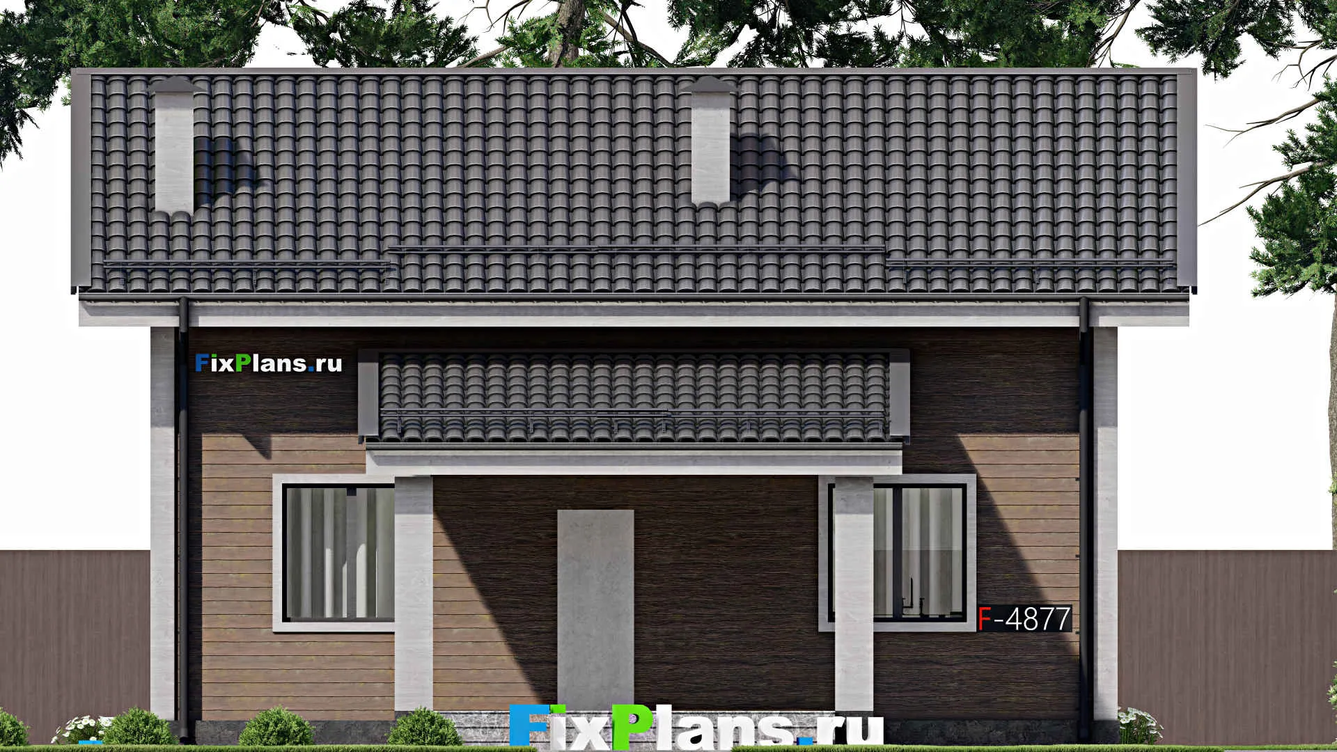 F-4877 - Планы дома с мансардой 8 на 10, площадью 130 м² с террасой и 4 спальнями