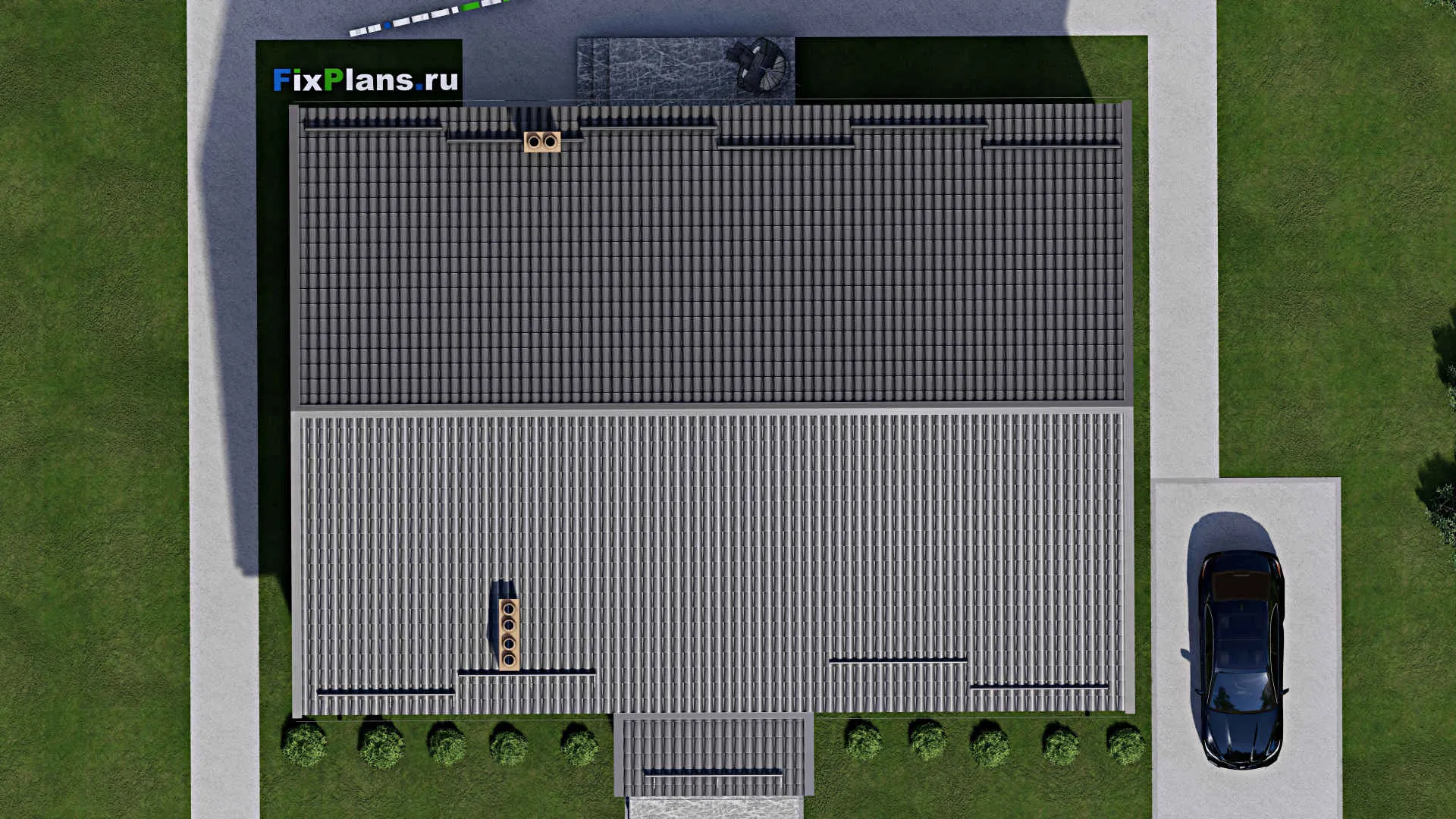 F-3113 - План одноэтажного дома 13 на 18, площадью 190 м² с террасой и 4 спальнями
