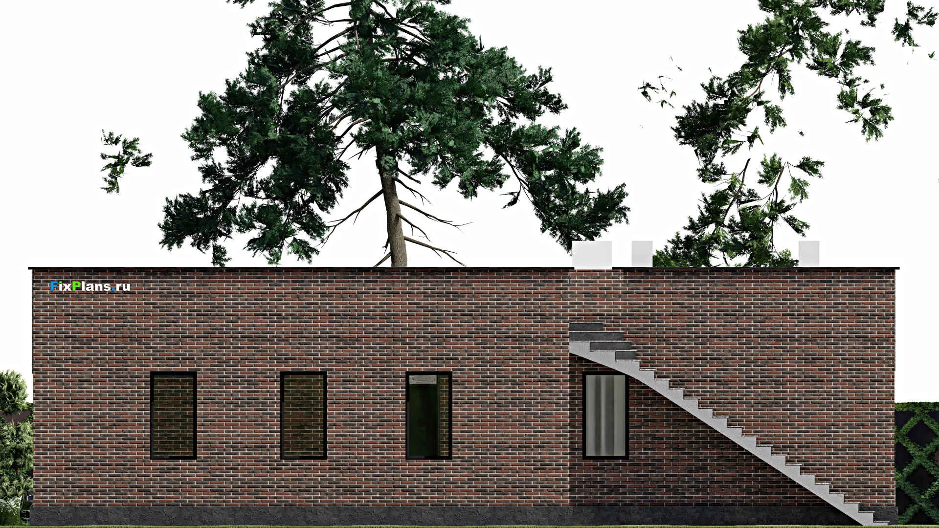 F-2456 - Проект одноэтажного дома 17 на 19, площадью 160 м² с гаражом на 2 машины и 2 спальнями