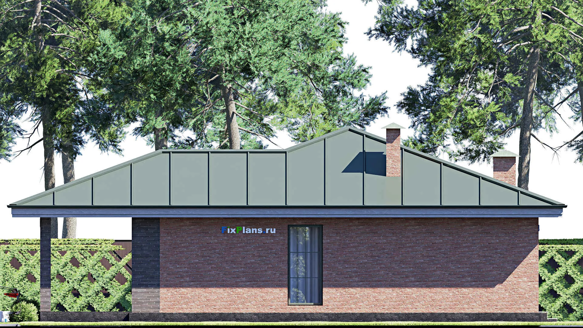 F-18260 - Проект одноэтажного дома 14 на 15, площадью 150 м² с террасой и 3 спальнями