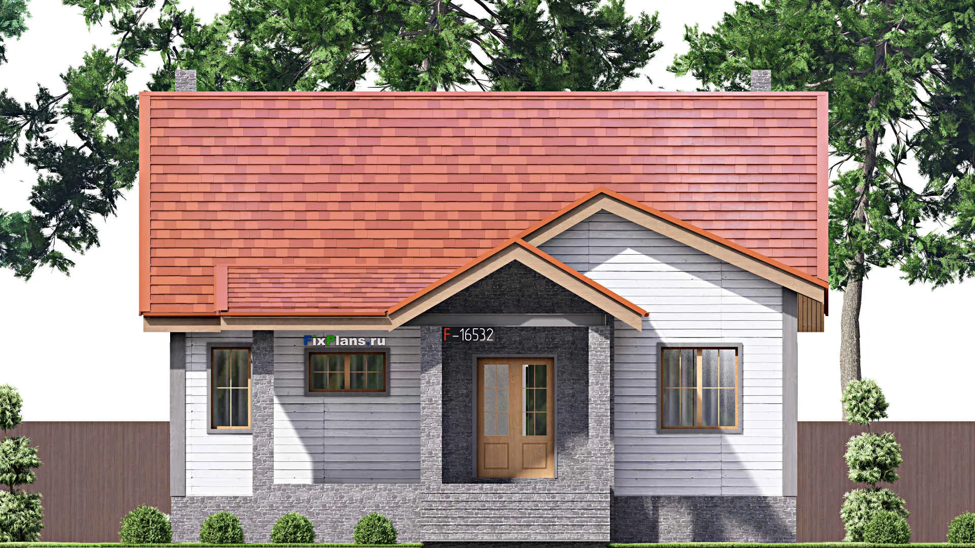 F-16532 - Проект одноэтажного дома 12 на 19, площадью 270 м² с цокольным этажом и 2 спальнями