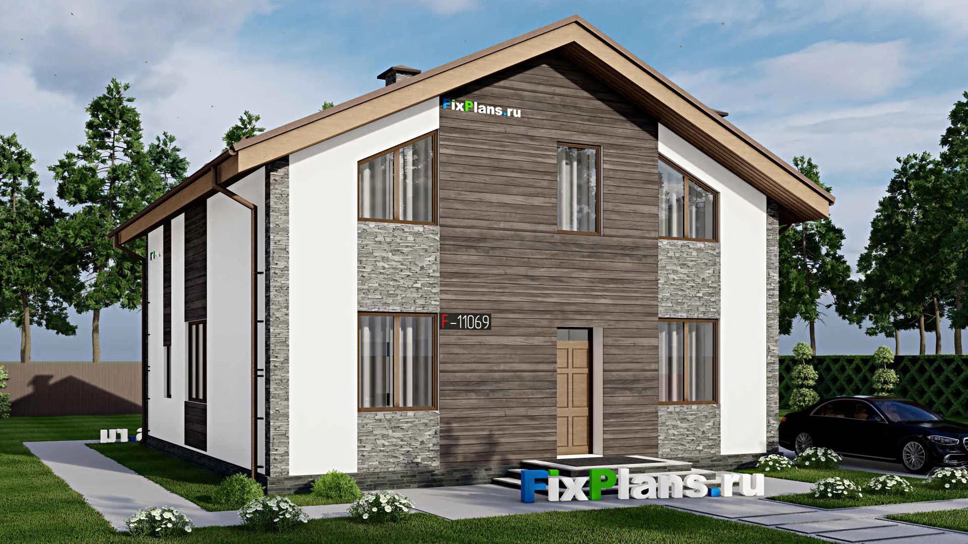 F-11069 - Проект дома с мансардой 11 на 13, площадью 200 м² с 4 спальнями