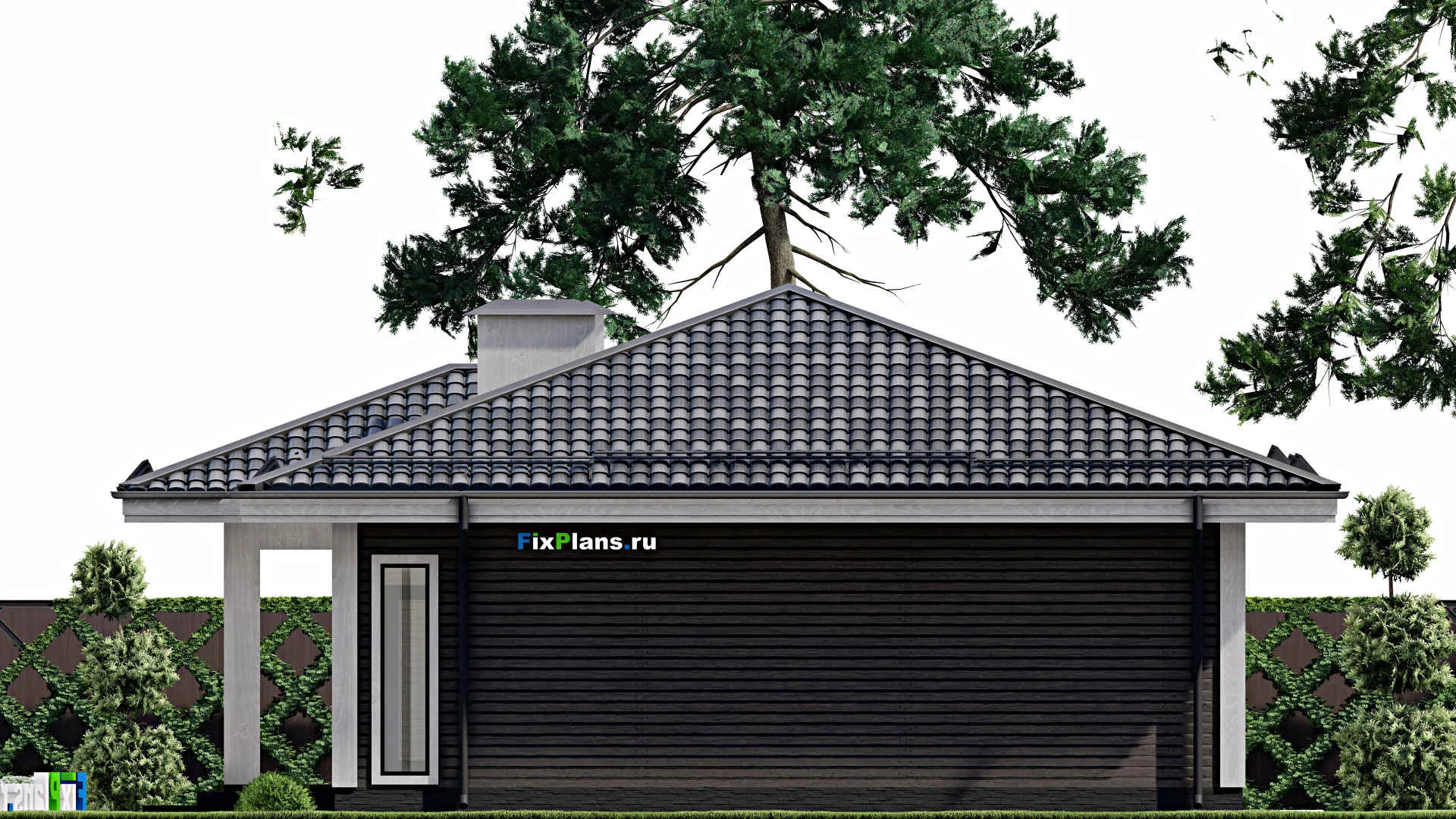 F-7748 - План одноэтажного дома 12 на 19, площадью 160 м² с террасой и 3 спальнями