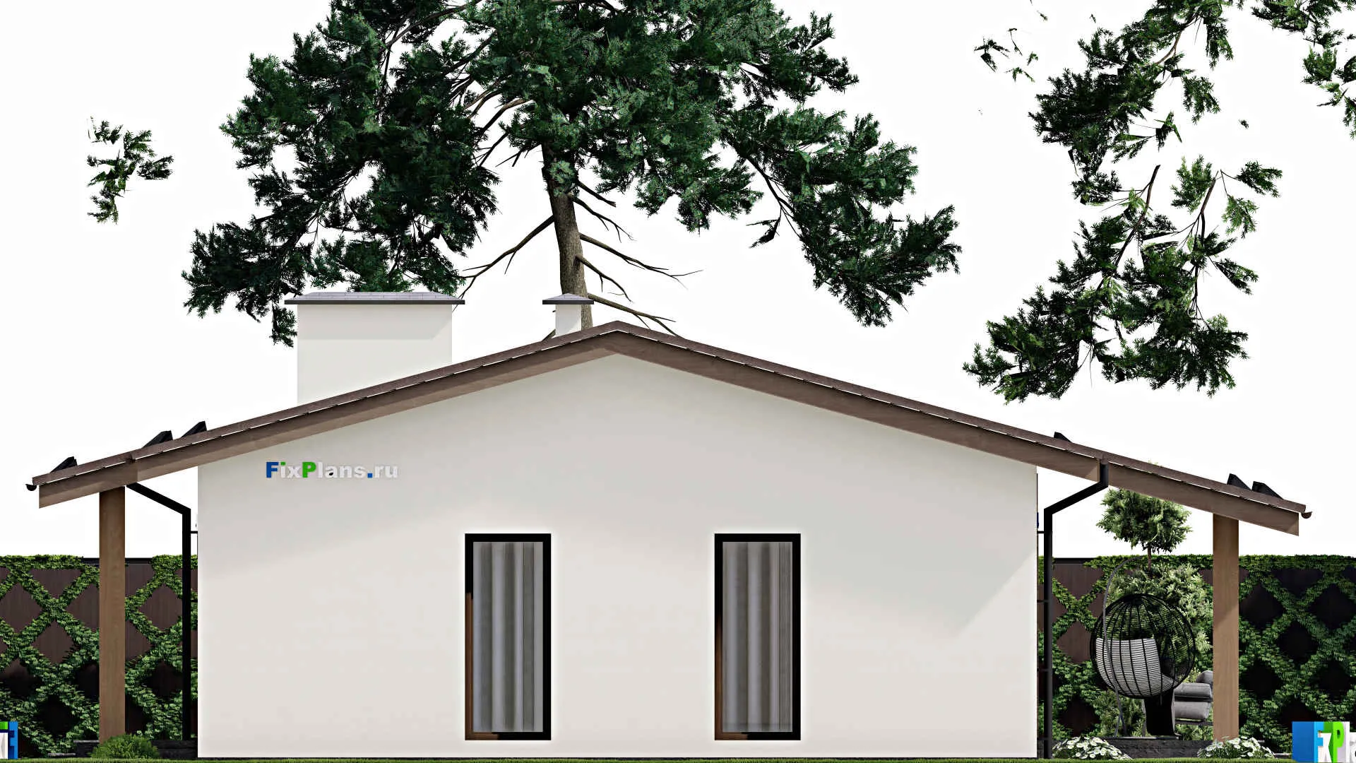 F-4580 - Проект одноэтажного дома 10 на 14, площадью 140 м² с террасой и 3 спальнями