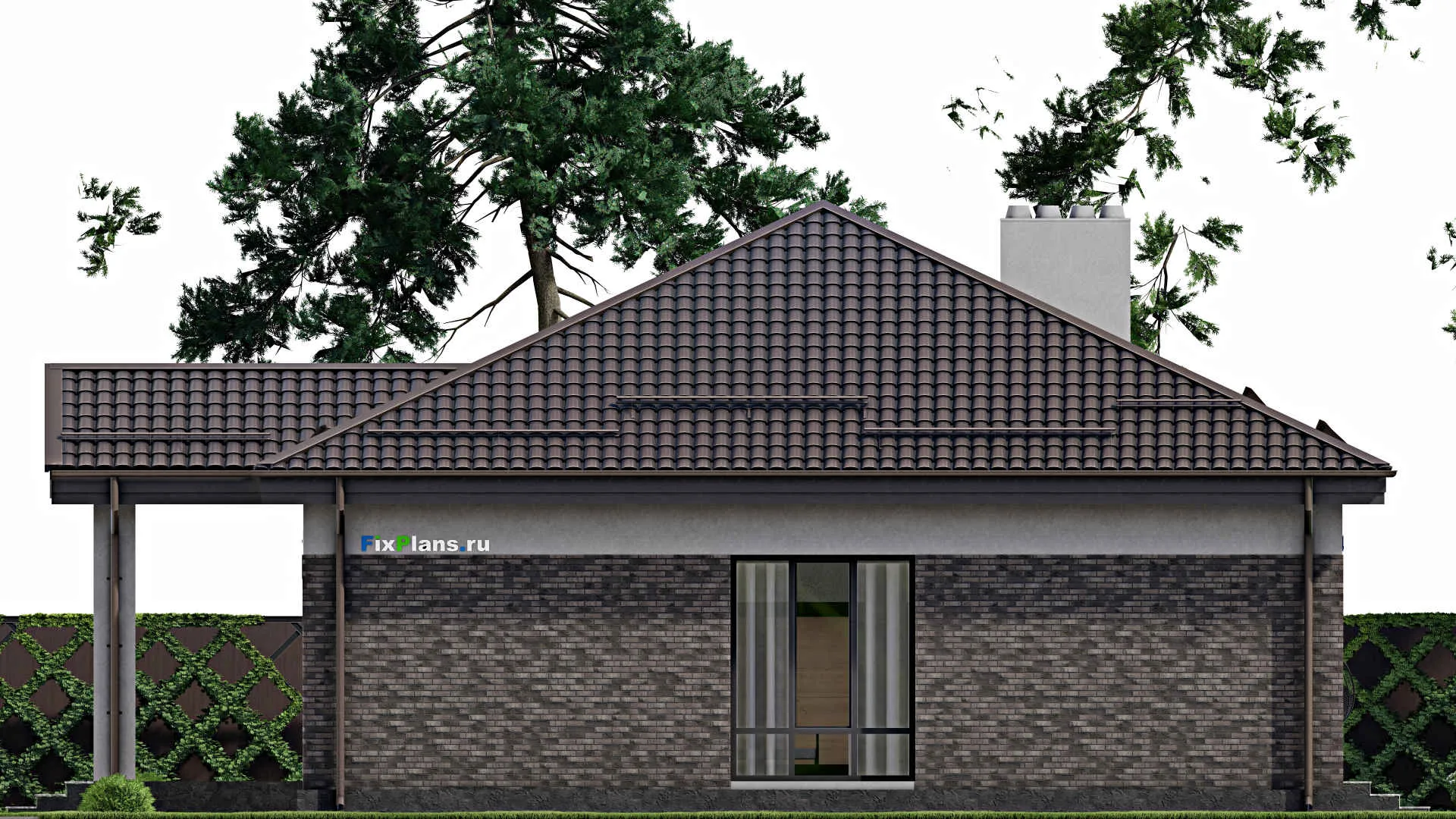 F-2123 - План одноэтажного дома 13 на 16, площадью 170 м² с террасой и 3 спальнями