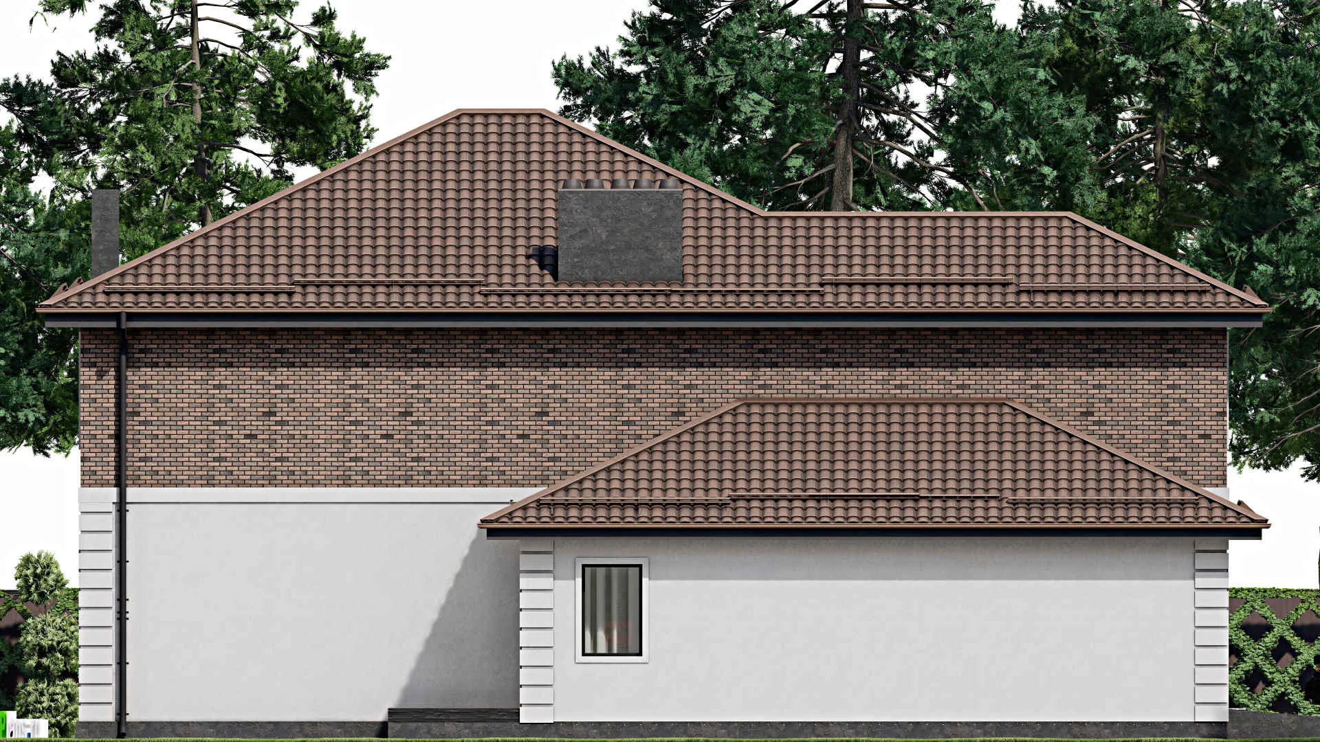 F-7433 - Планы двухэтажного дома 16 на 19, площадью 340 м² с террасой, гаражом на 2 машины и 5 спальнями