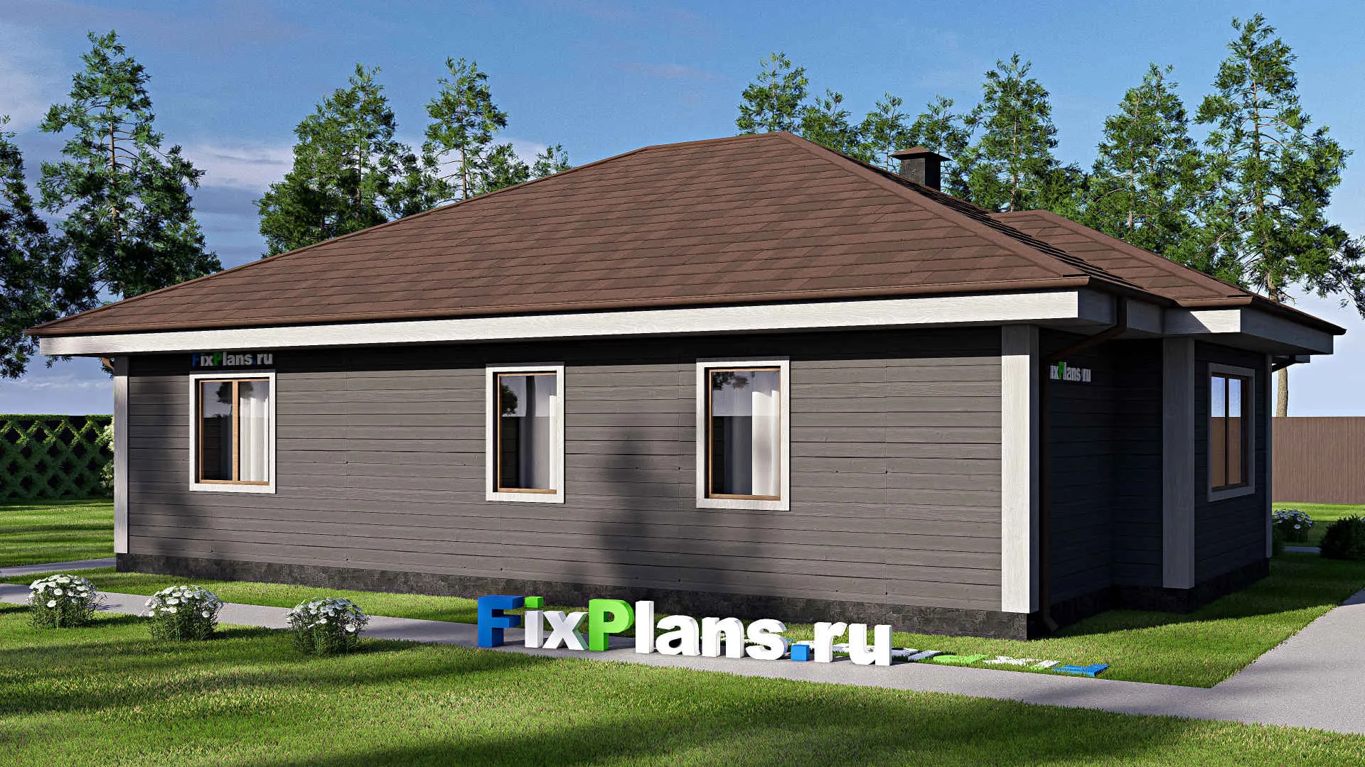 F-17027 - Проект одноэтажного дома 13 на 16, площадью 130 м² с 3 спальнями