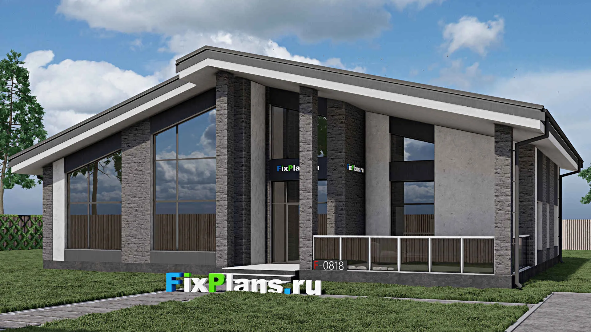 F-0818 - Проект дома с мансардой 13 на 17, площадью 260 м² с террасой и 4 спальнями