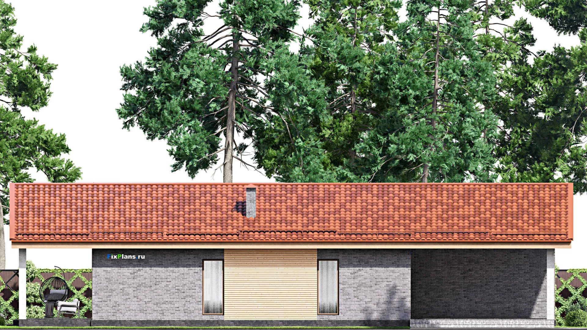 F-13706 - Проект одноэтажного дома 11 на 22, площадью 200 м² с террасой и 3 спальнями