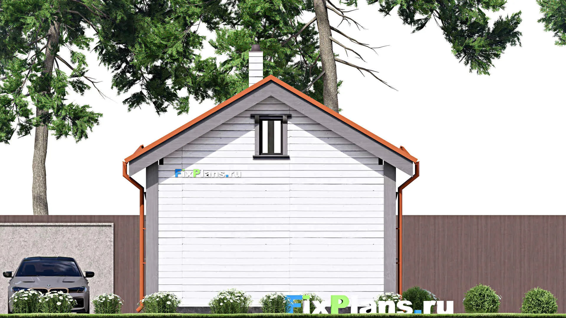 F-15524 - Проект бани 6 на 7, площадью 30 м² с комнатой отдыха и терассой