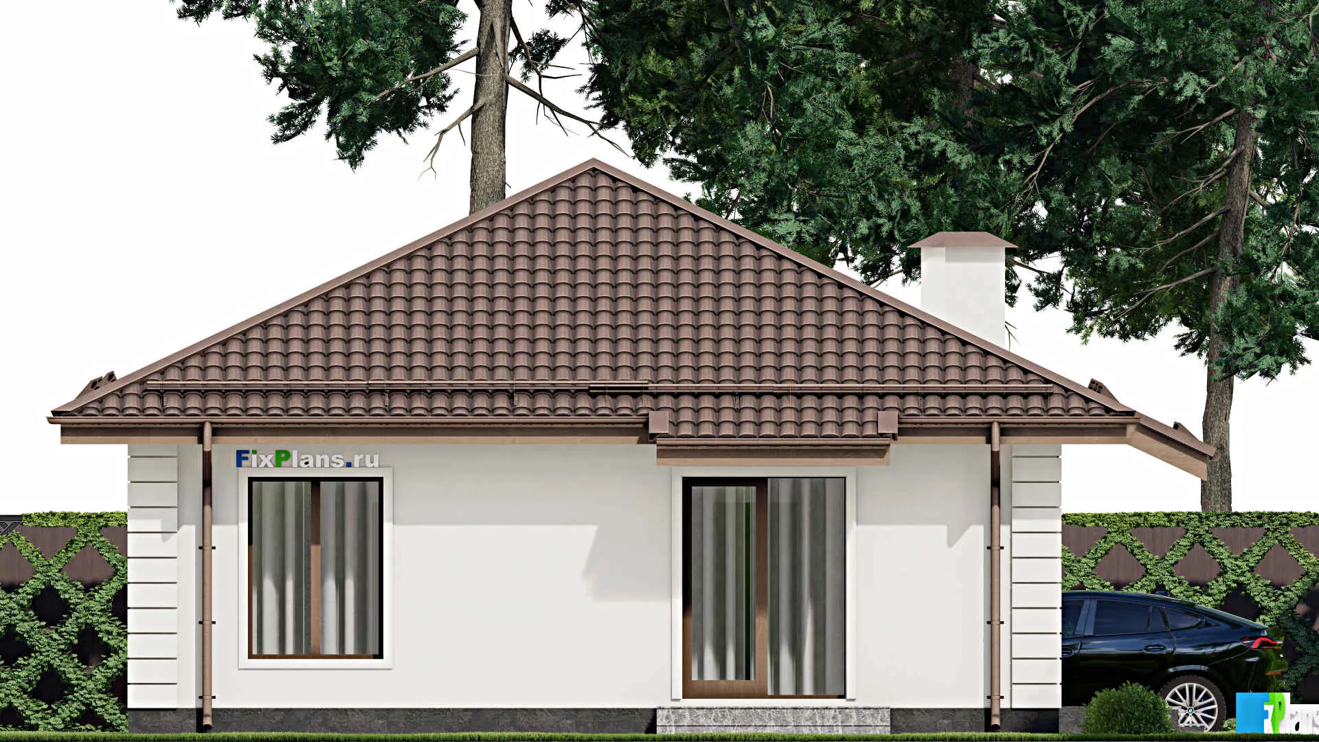 F-12266 - Проект одноэтажного дома 11 на 12, площадью 90 м² с 3 спальнями