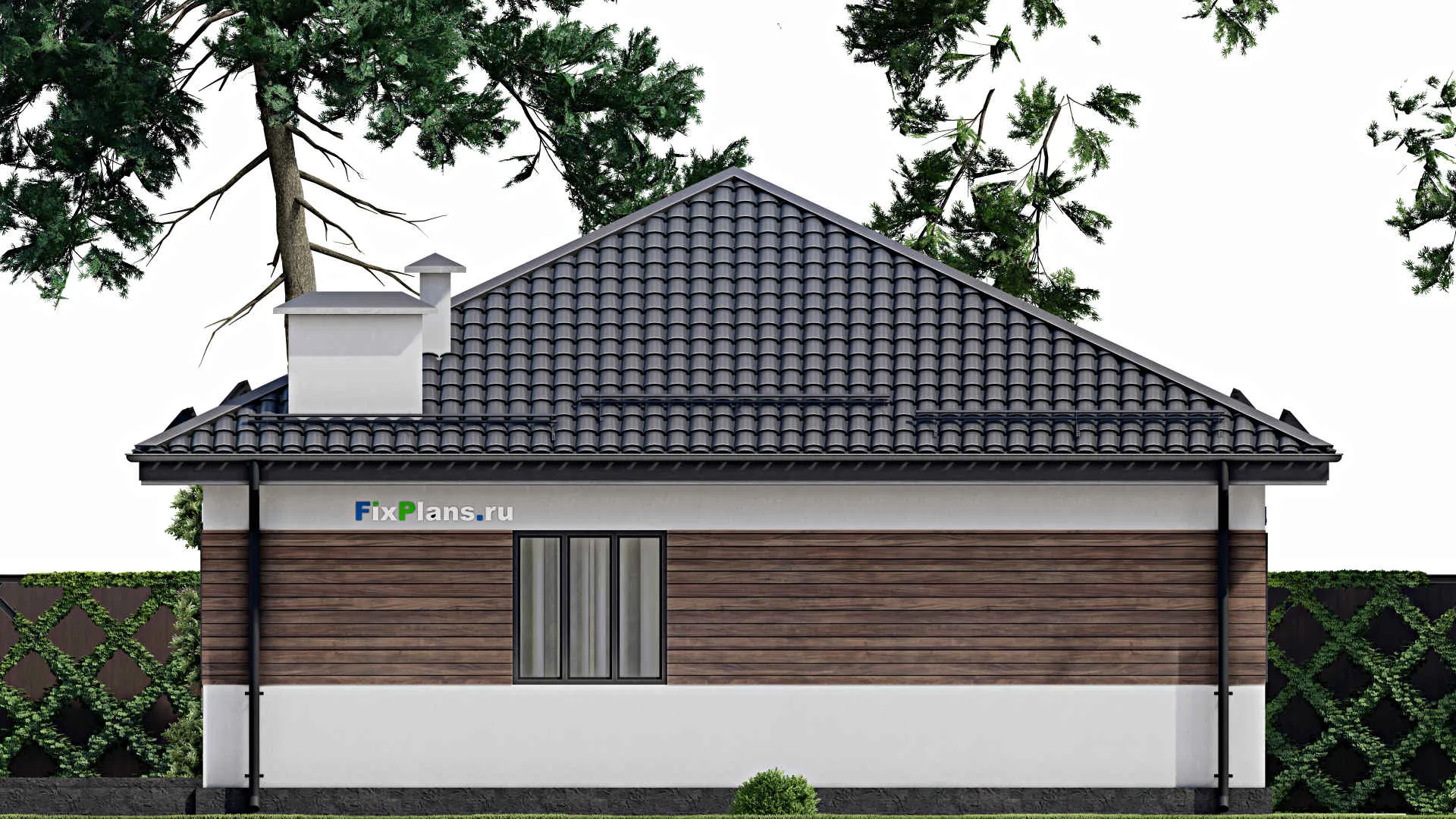 F-4337 - Проект одноэтажного дома 11 на 14, площадью 140 м² с террасой и 2 спальнями